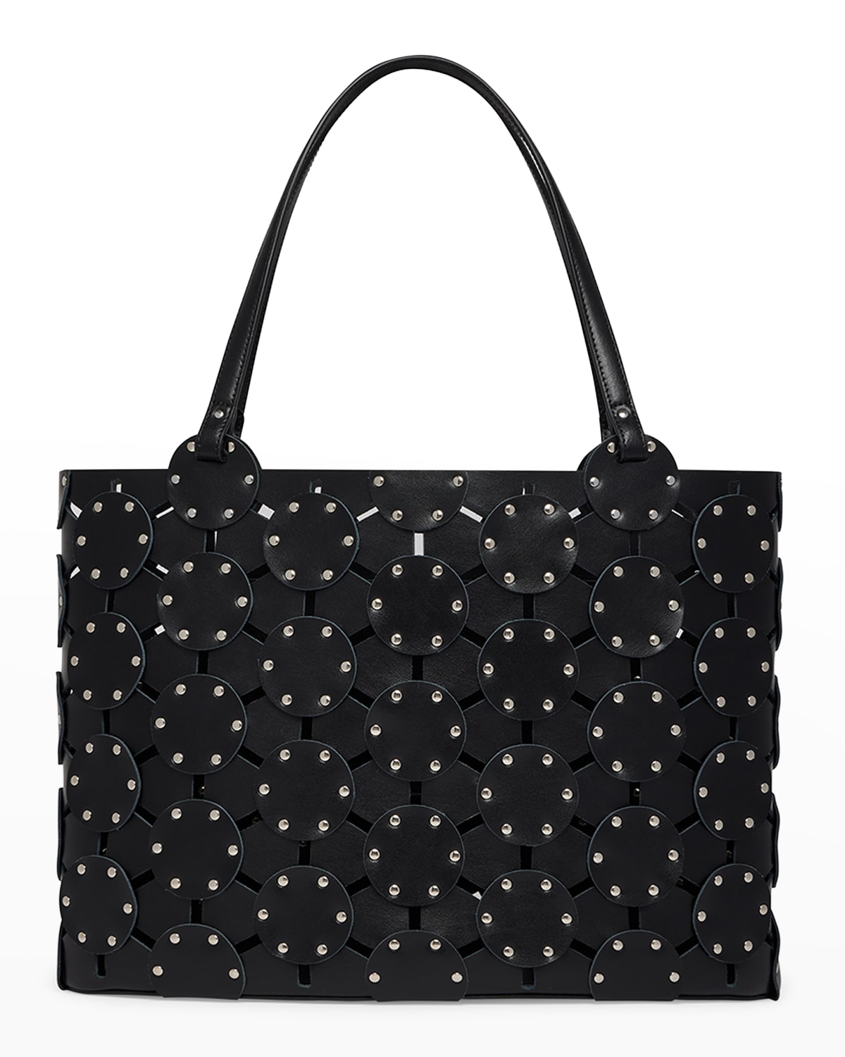 Studded Wheel Leather Tote Bag