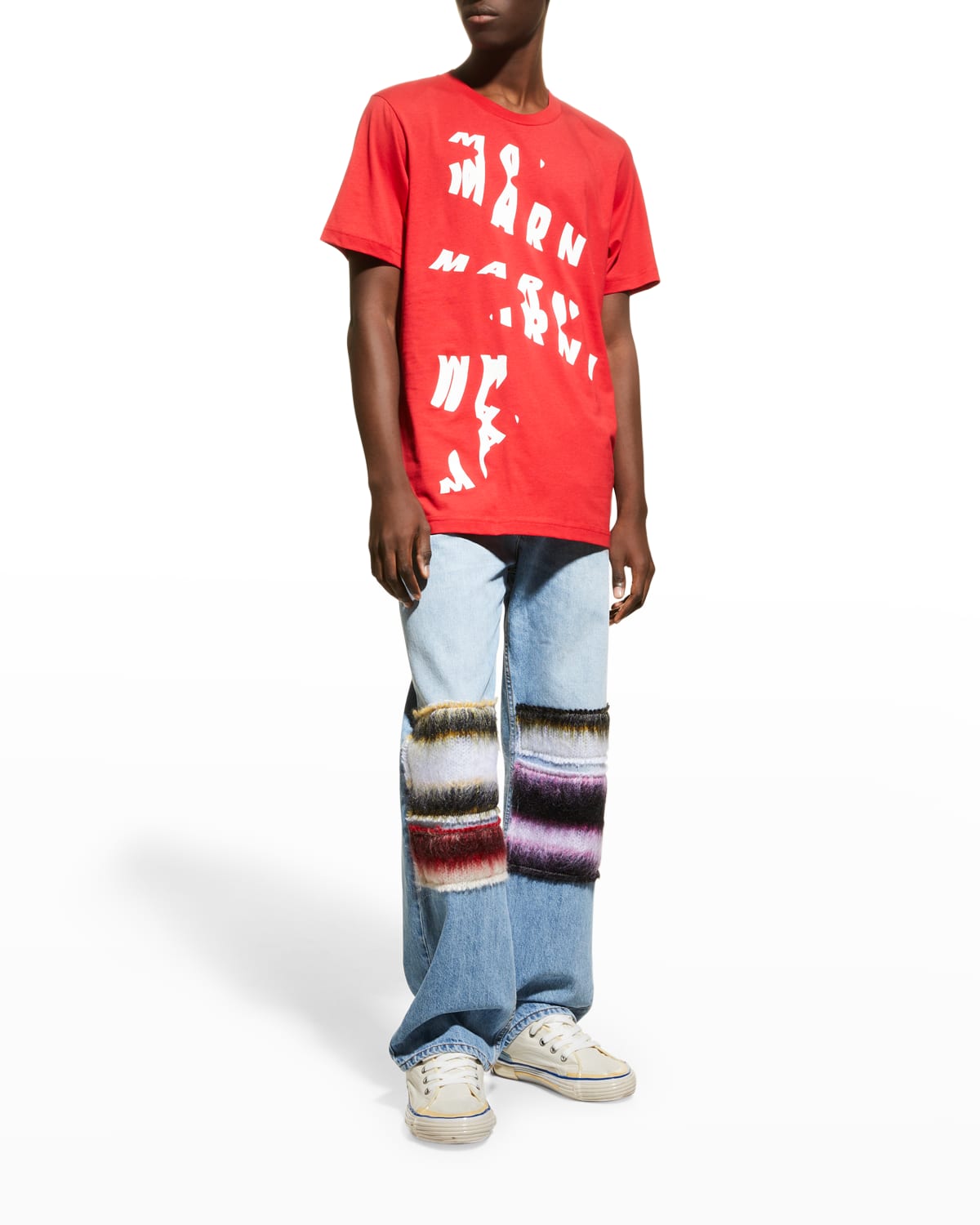 Marni Printed Oversized Logo T-shirt In Crimson