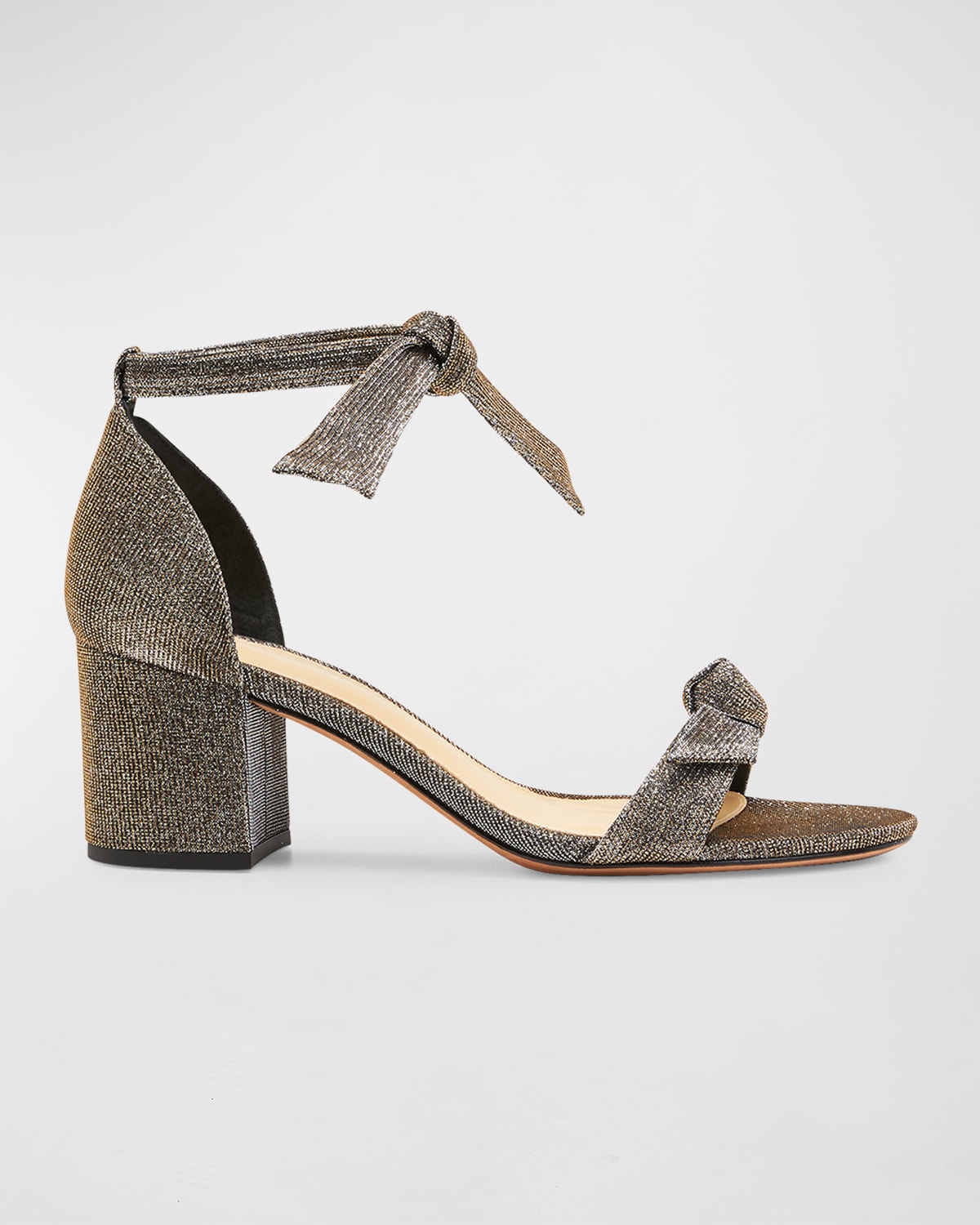 Shop Alexandre Birman Clarita Metallic Ankle-bow Sandals In Stellar