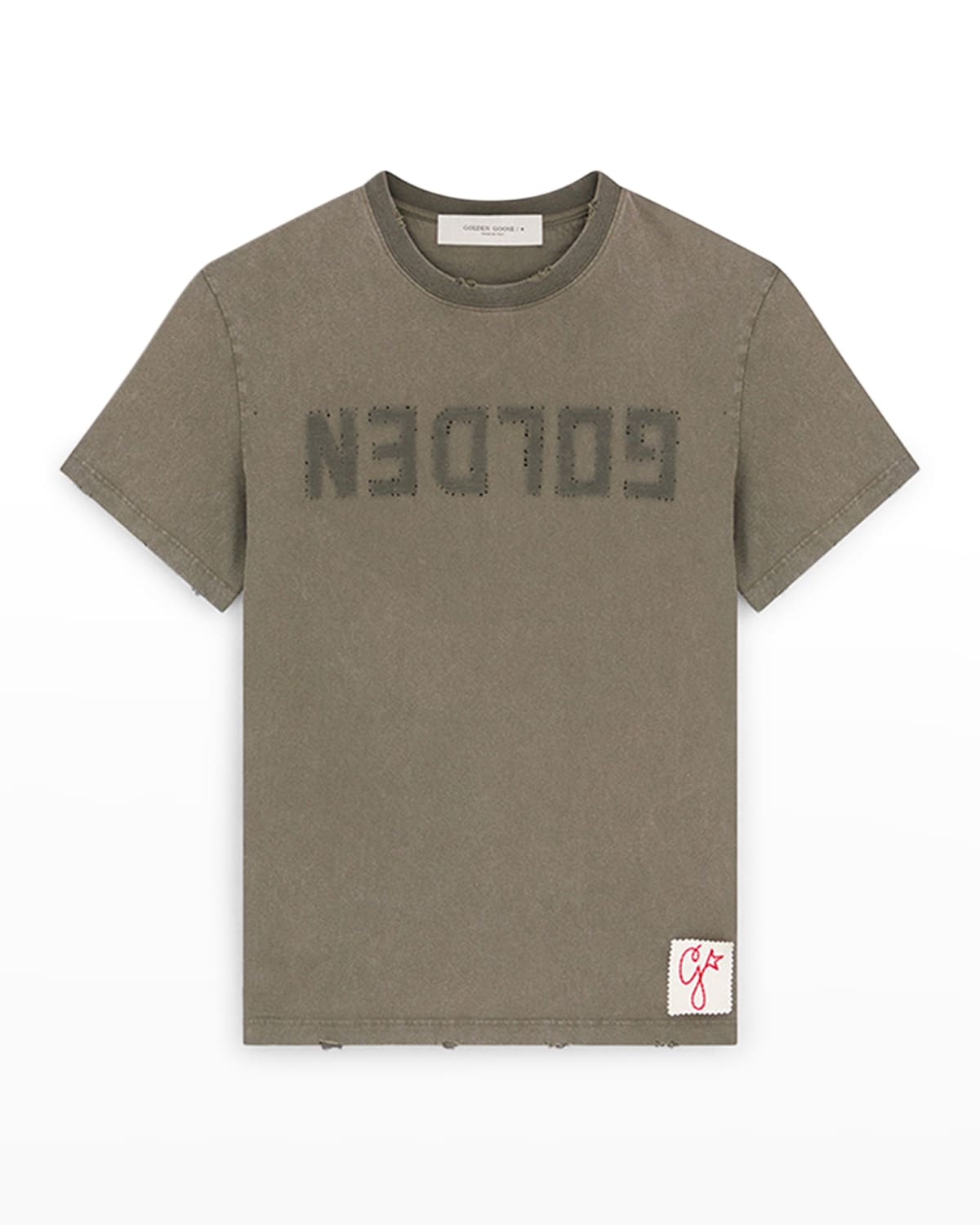 Golden Goose Golden Regular T-shirt Men In Dusty Olive