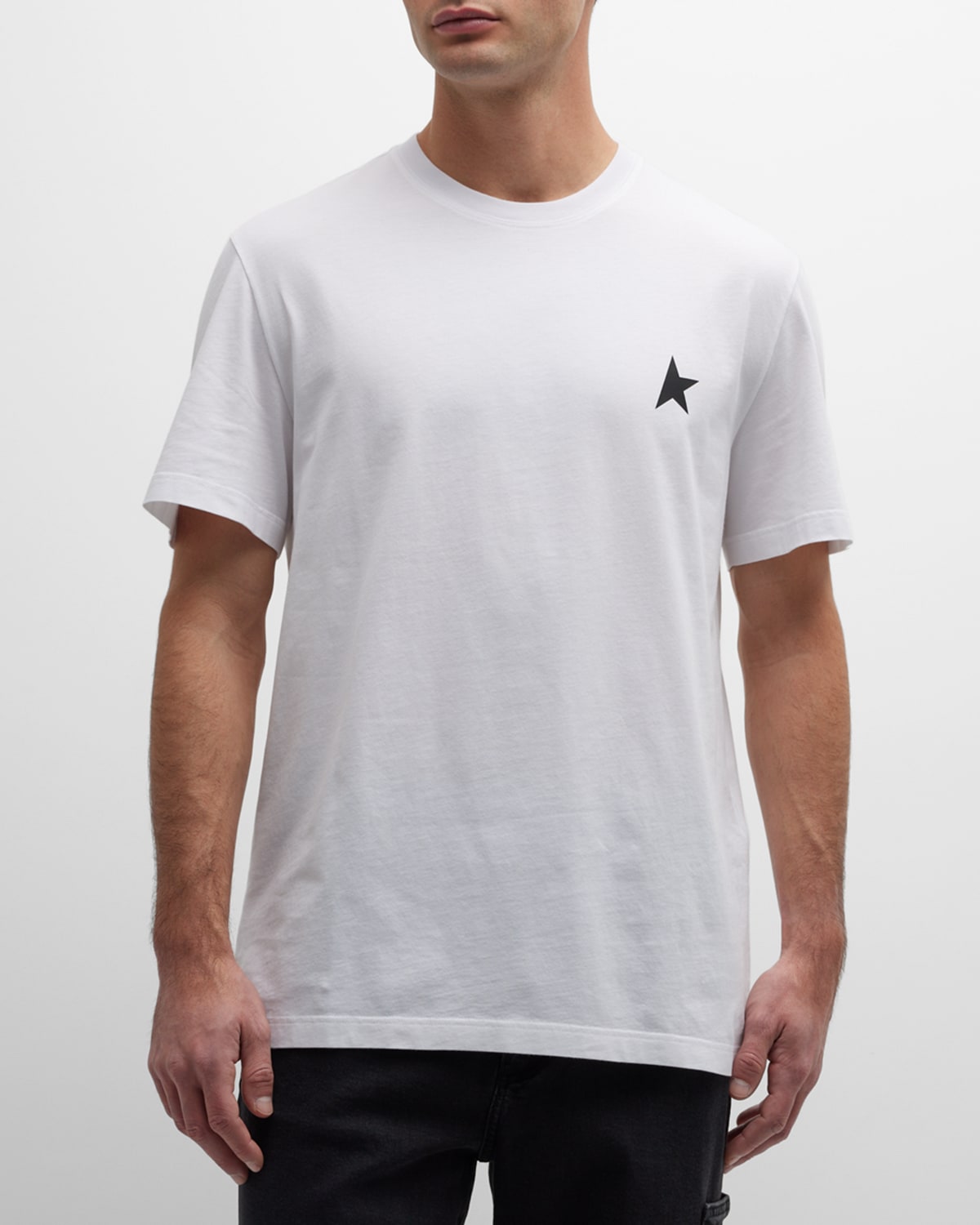 Shop Golden Goose Men's Blackboard Small Star T-shirt In Optic White/black