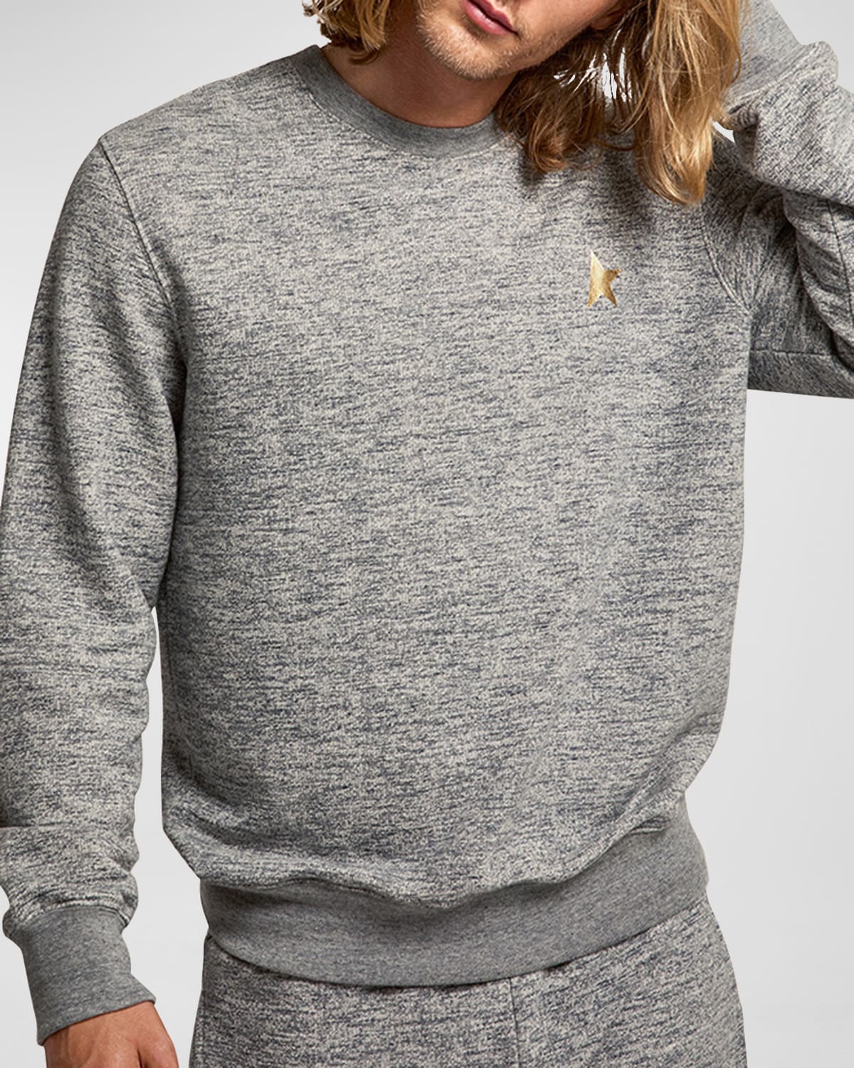 Shop Golden Goose Men's Star Cotton-stretch Sweatshirt In Medium Grey Melange/