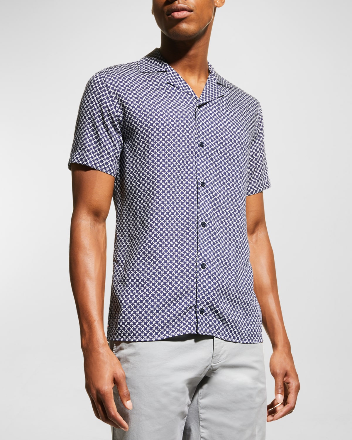 Orlebar Brown "travis Seglas" Shirt In Navy/white