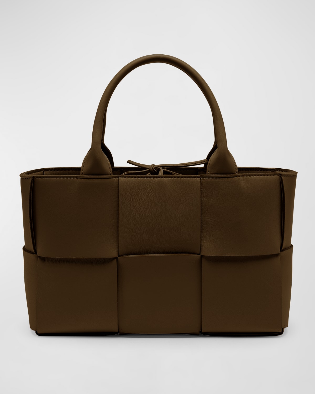 Bottega Veneta Medium Arco Intrecciato Top Handle Bag In Taupe Grey-gold