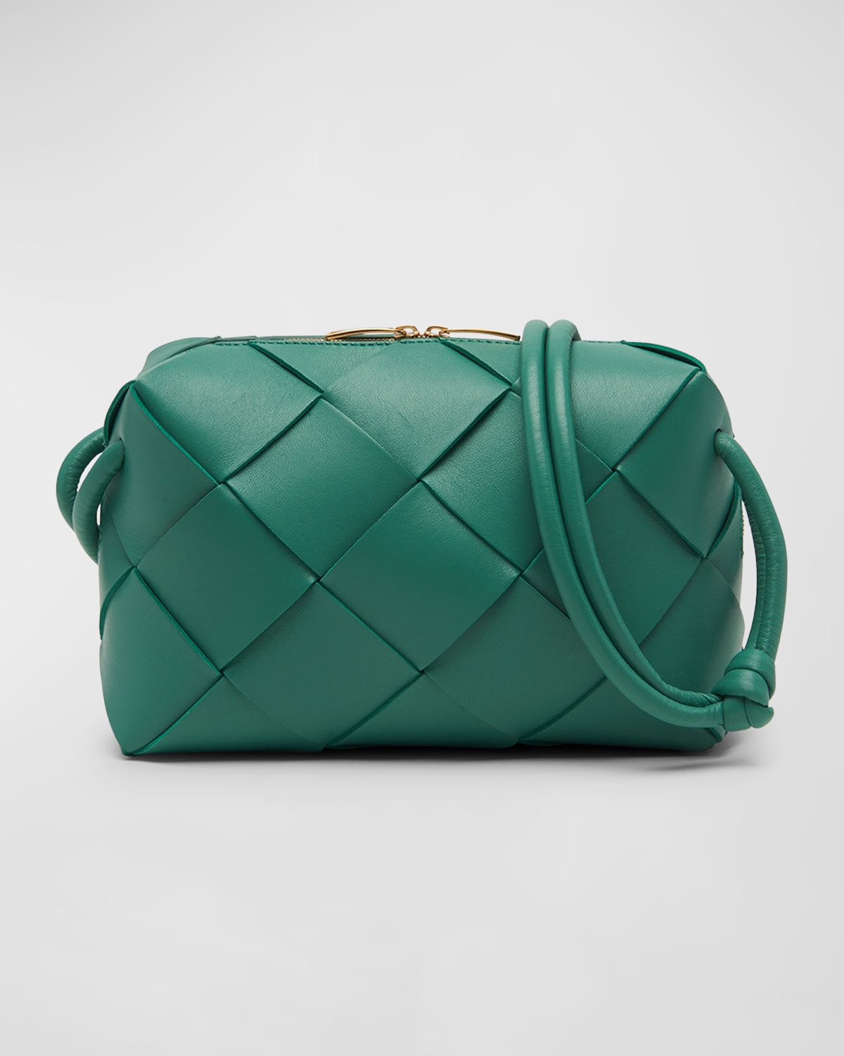 Bottega Veneta Small Intrecciato Napa Camera Crossbody Bag In Mermaid/gold