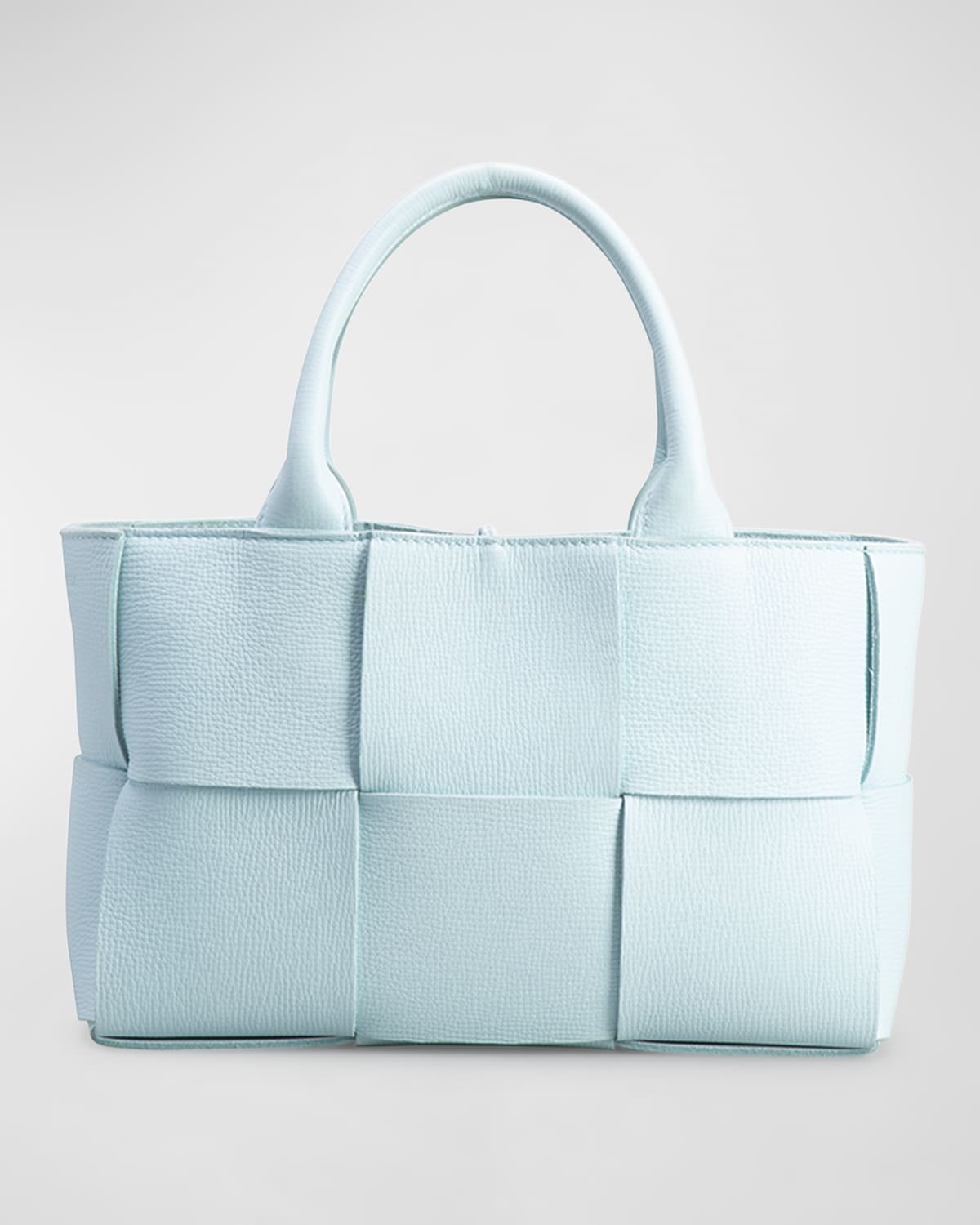 Bottega Veneta Mini Acro Woven Leather Crossbody In Pale Blue/gold
