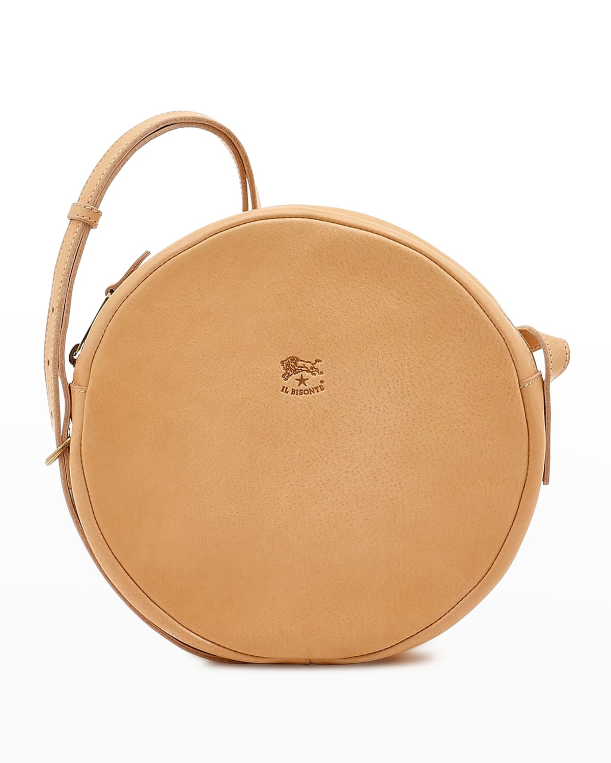 Il Bisonte Disco Round Vegetable-tanned Crossbody Bag In Natural