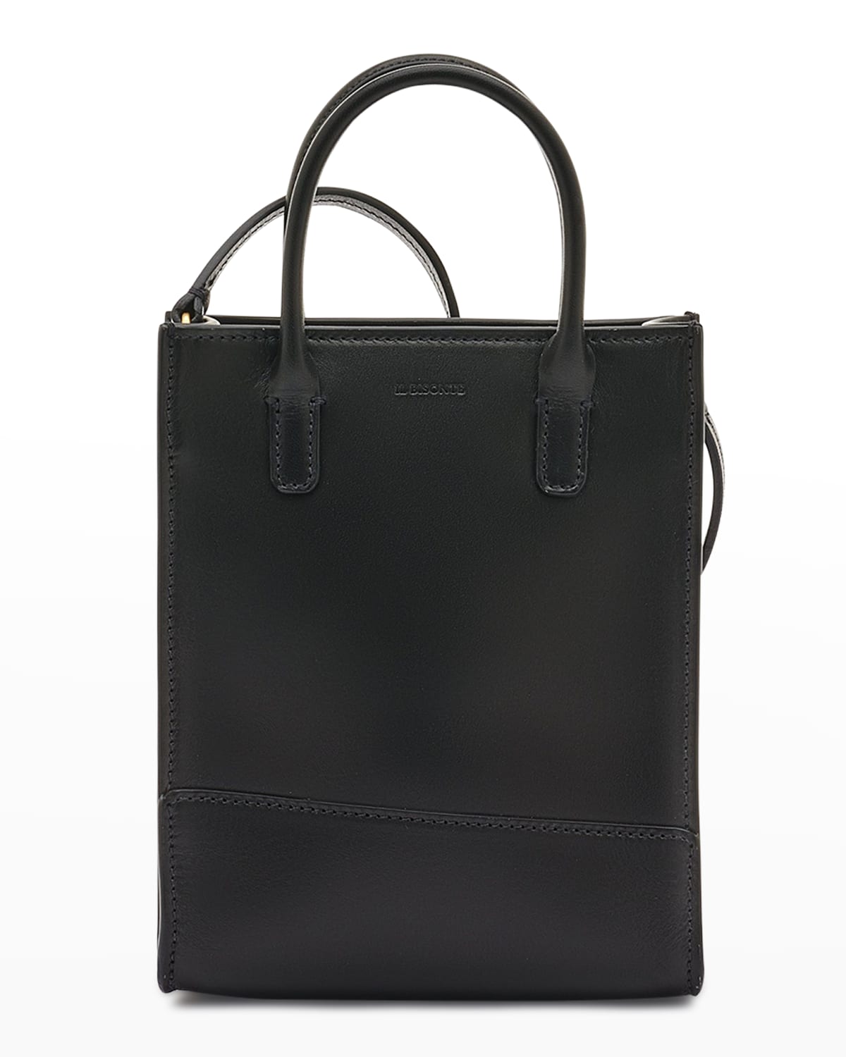 Mini Sole Leather Top-handle Bag In Black