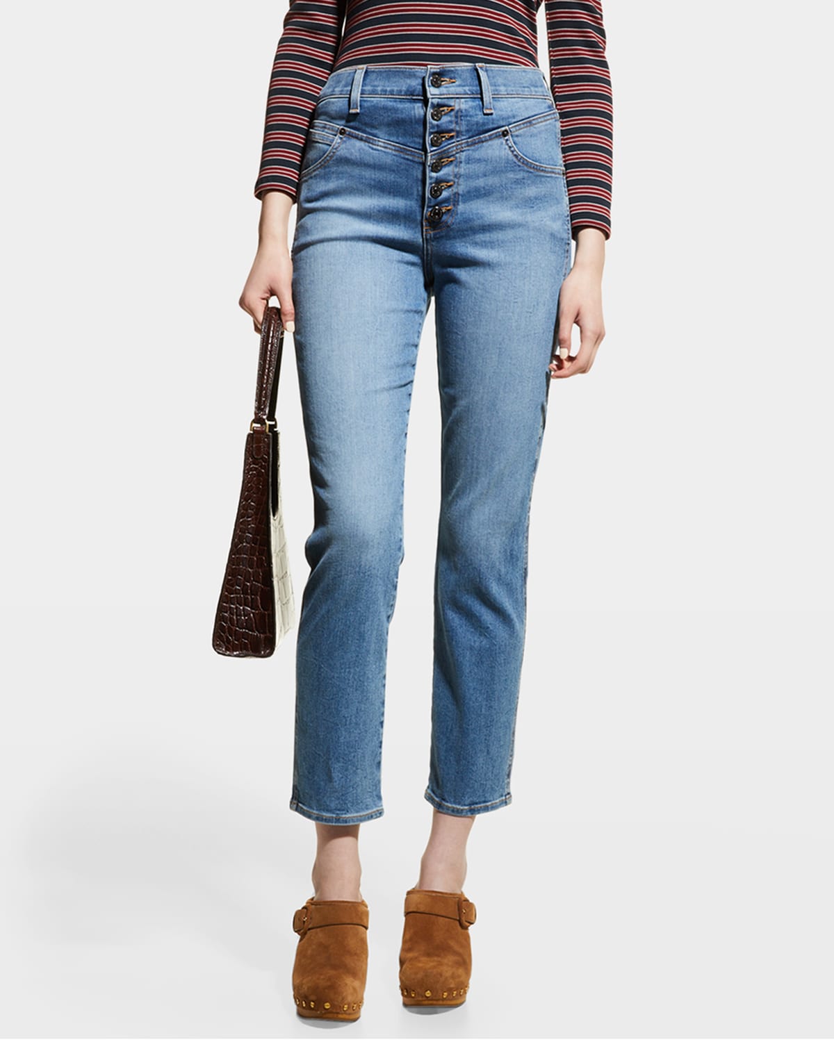 Ryleigh Seamed Straight Ankle Jeans