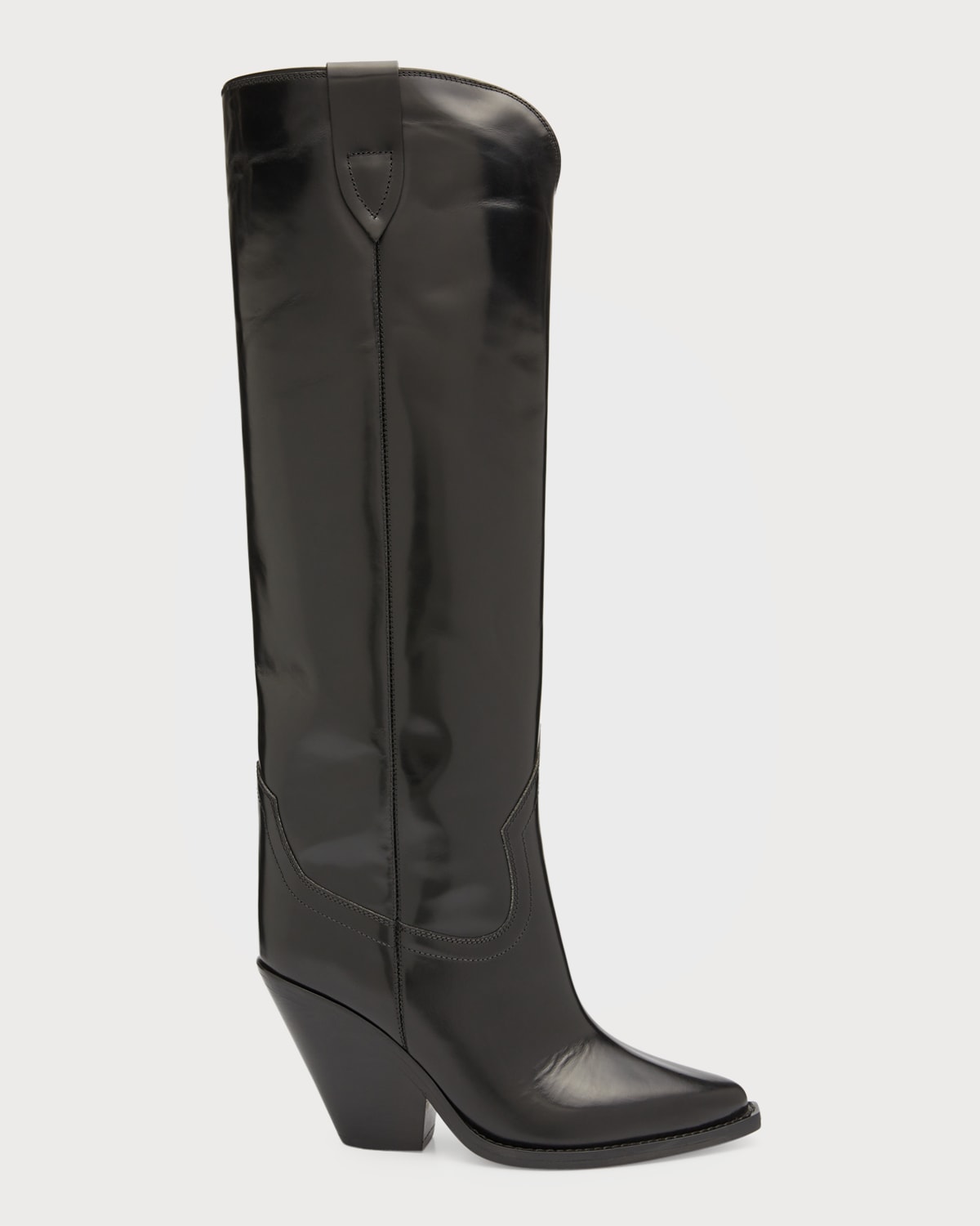 Isabel Marant Lomero Leather Knee-high Western Boots In Black