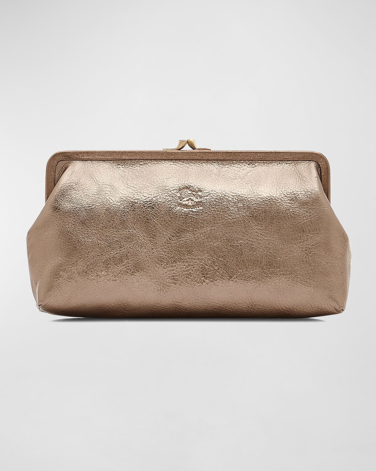 Il Bisonte Classic Metallic Leather Clutch Bag In Bronze