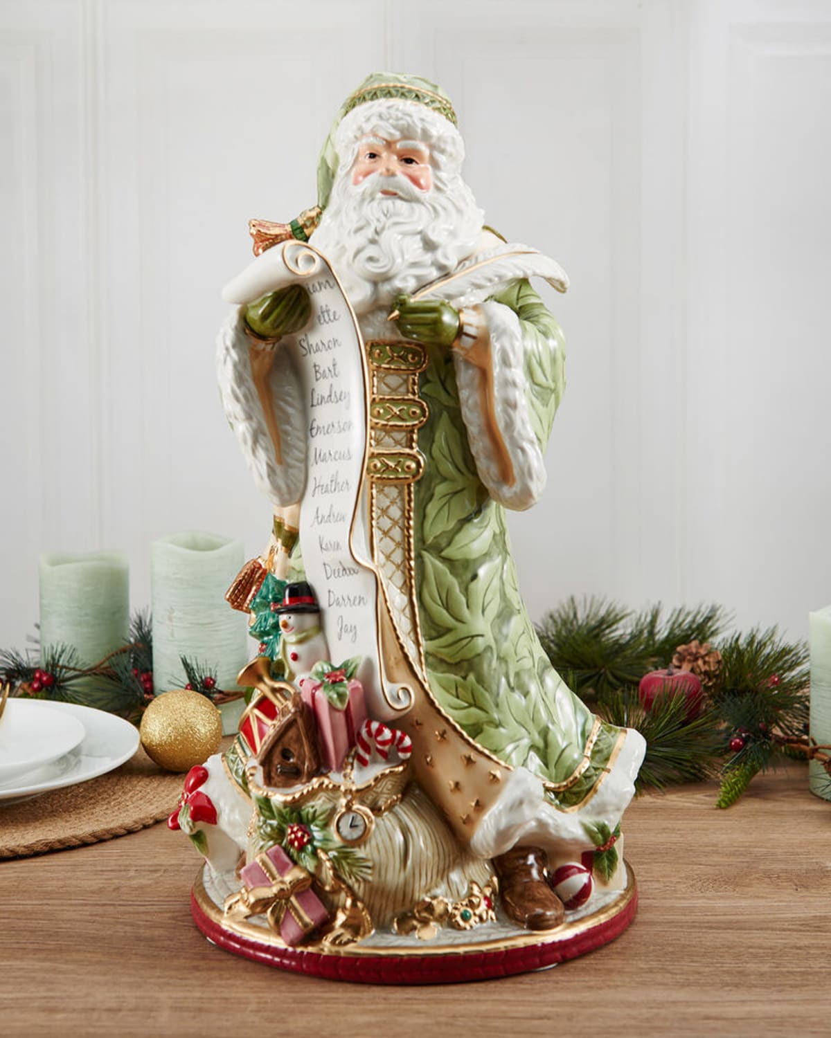 Holiday Home Green Santa Figurine