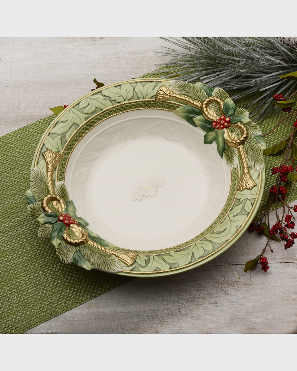 Holiday Home Green Serving Bowl