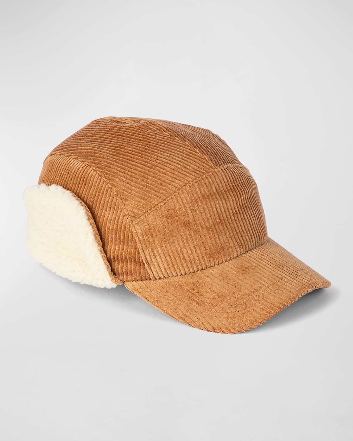Paul Smith Fleece Lined Corduroy Cap In Tan