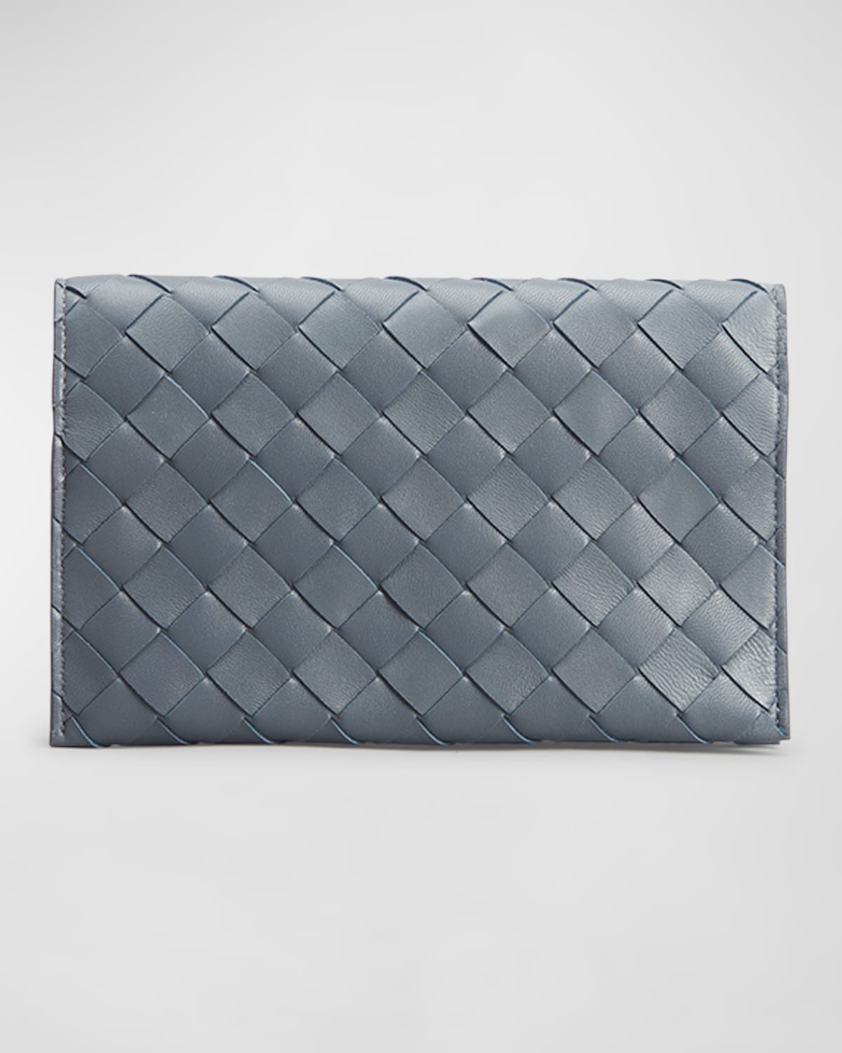 Bottega Veneta Intrecciato Leather Wallet On Strap In Thunder