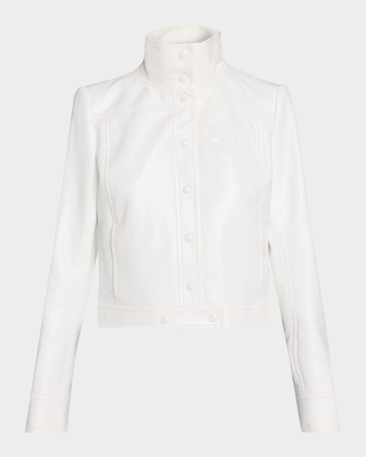 Courrèges Textured Vinyl Crop Jacket In White