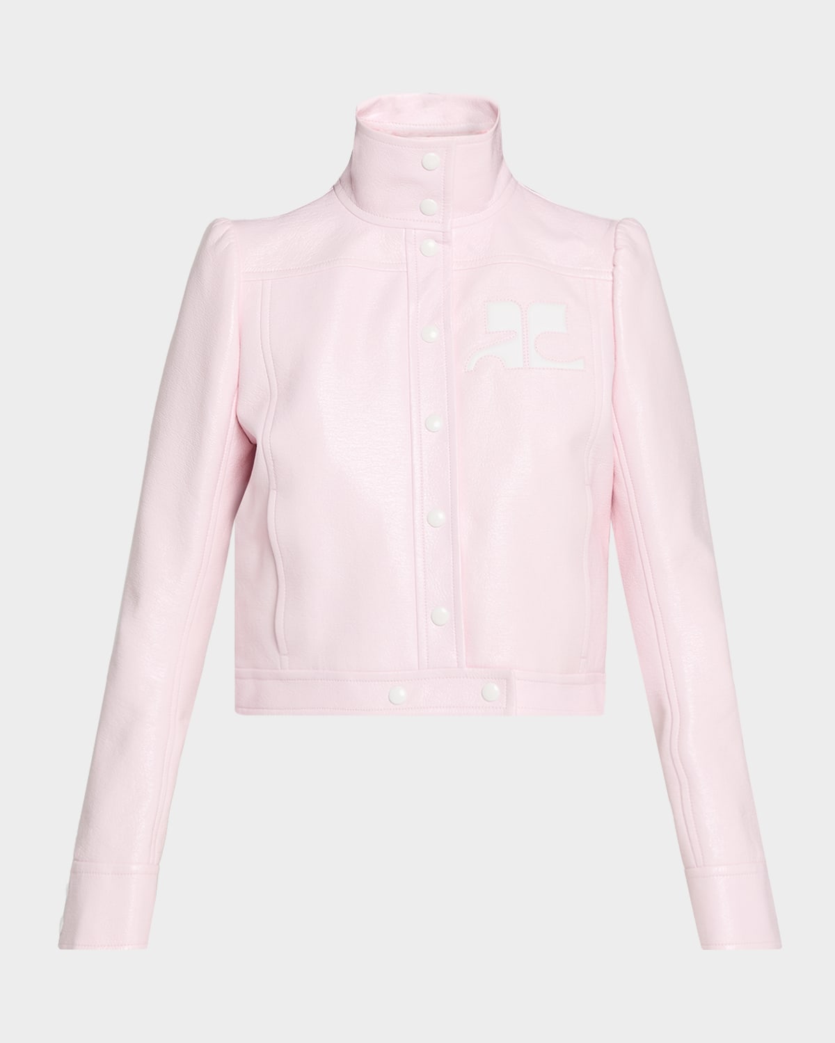 Courrèges Textured Vinyl Crop Jacket In Pink