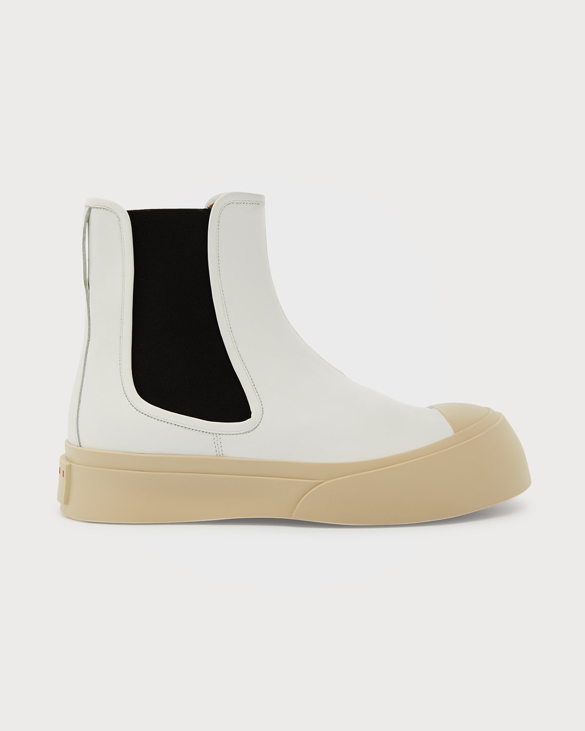 Marni Platform Leather Boots In Lily/white
