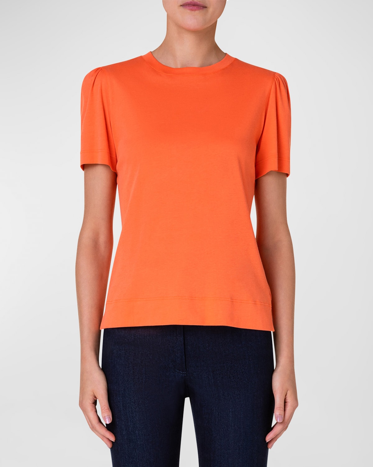 Akris Punto Puff-sleeve Cotton Jersey T-shirt In Orange