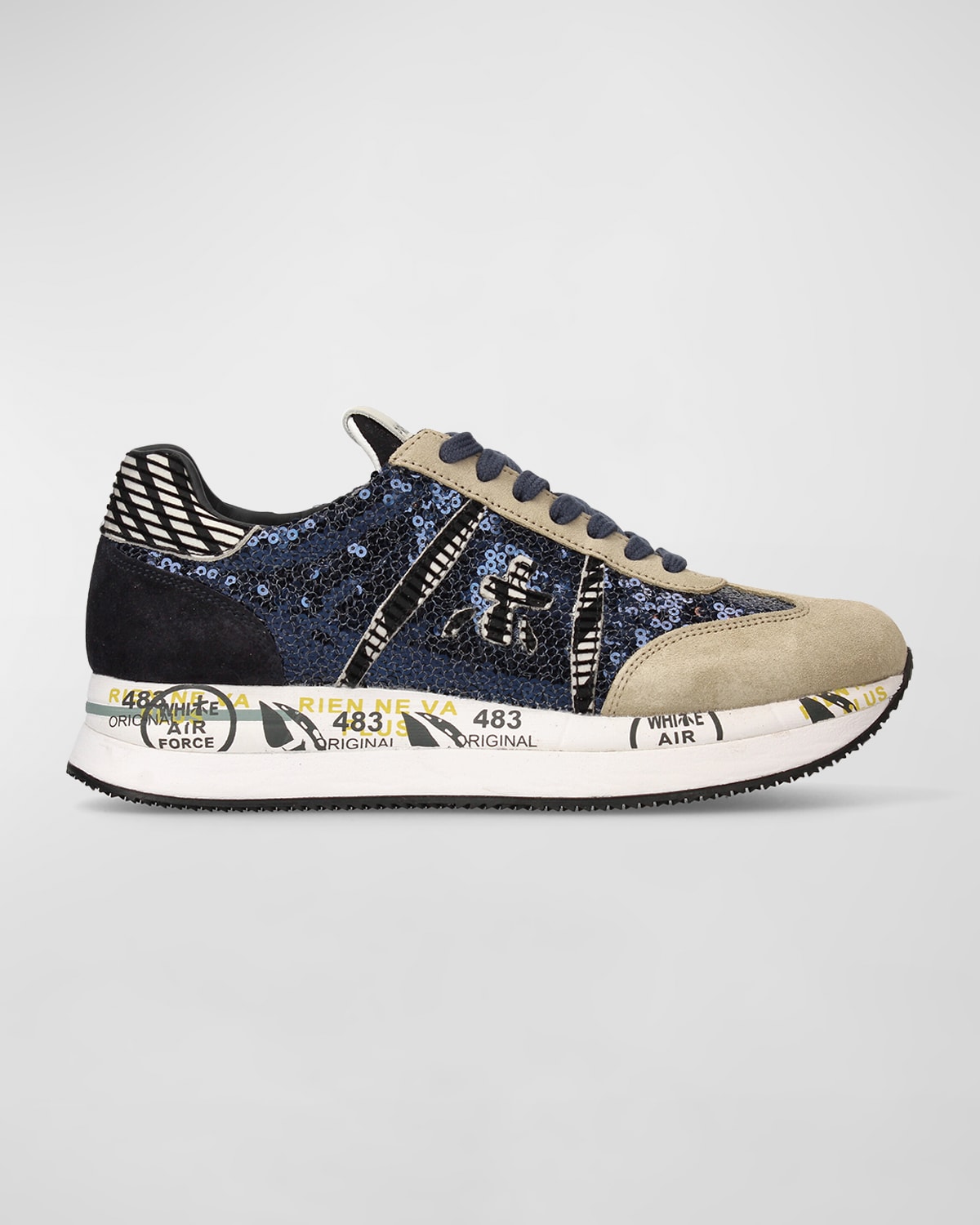 Conny Sequin Lace-Up Runner Sneakers