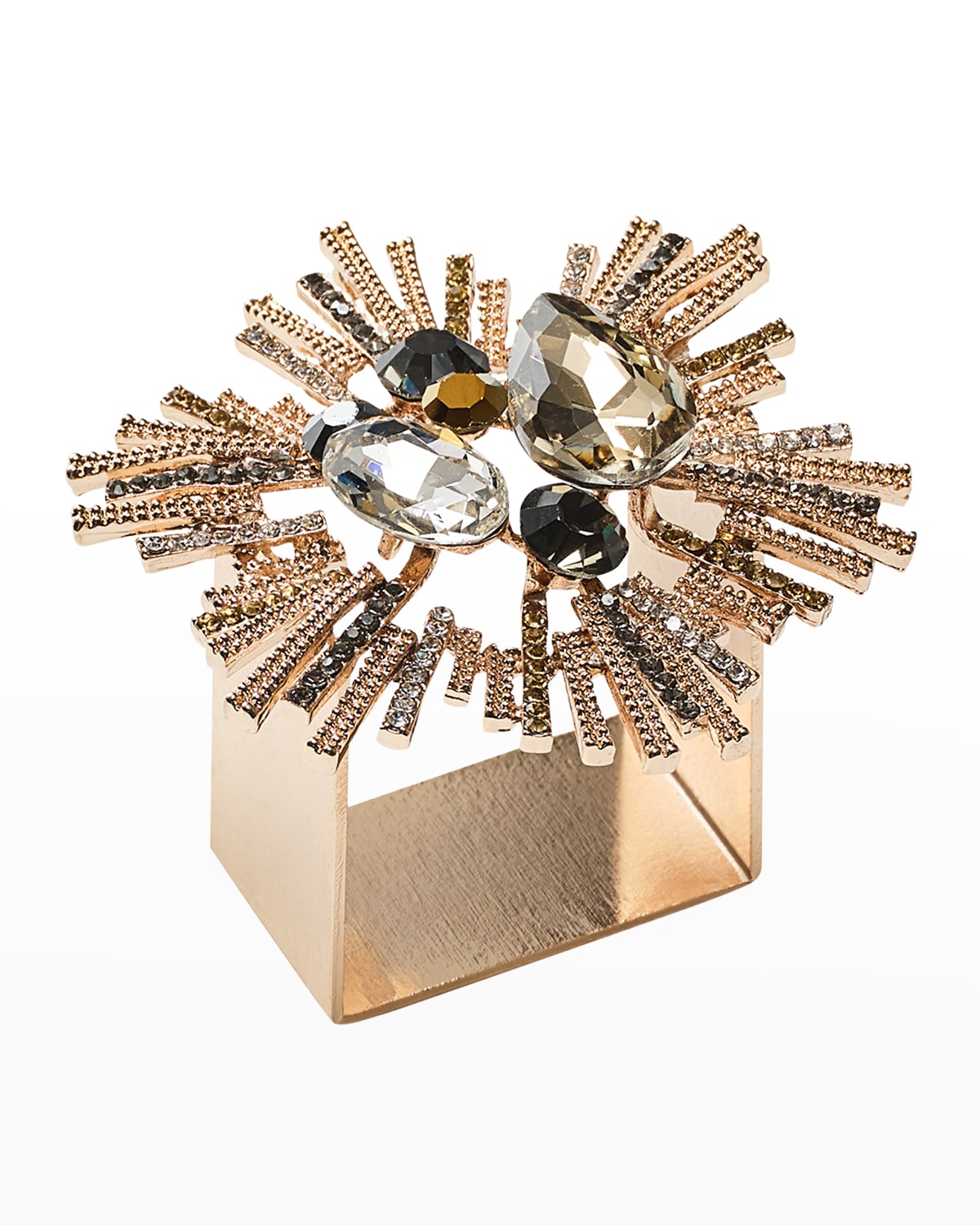 Shop Kim Seybert Bijoux Napkin Ring, Set Of 4 In Champagne/crystal