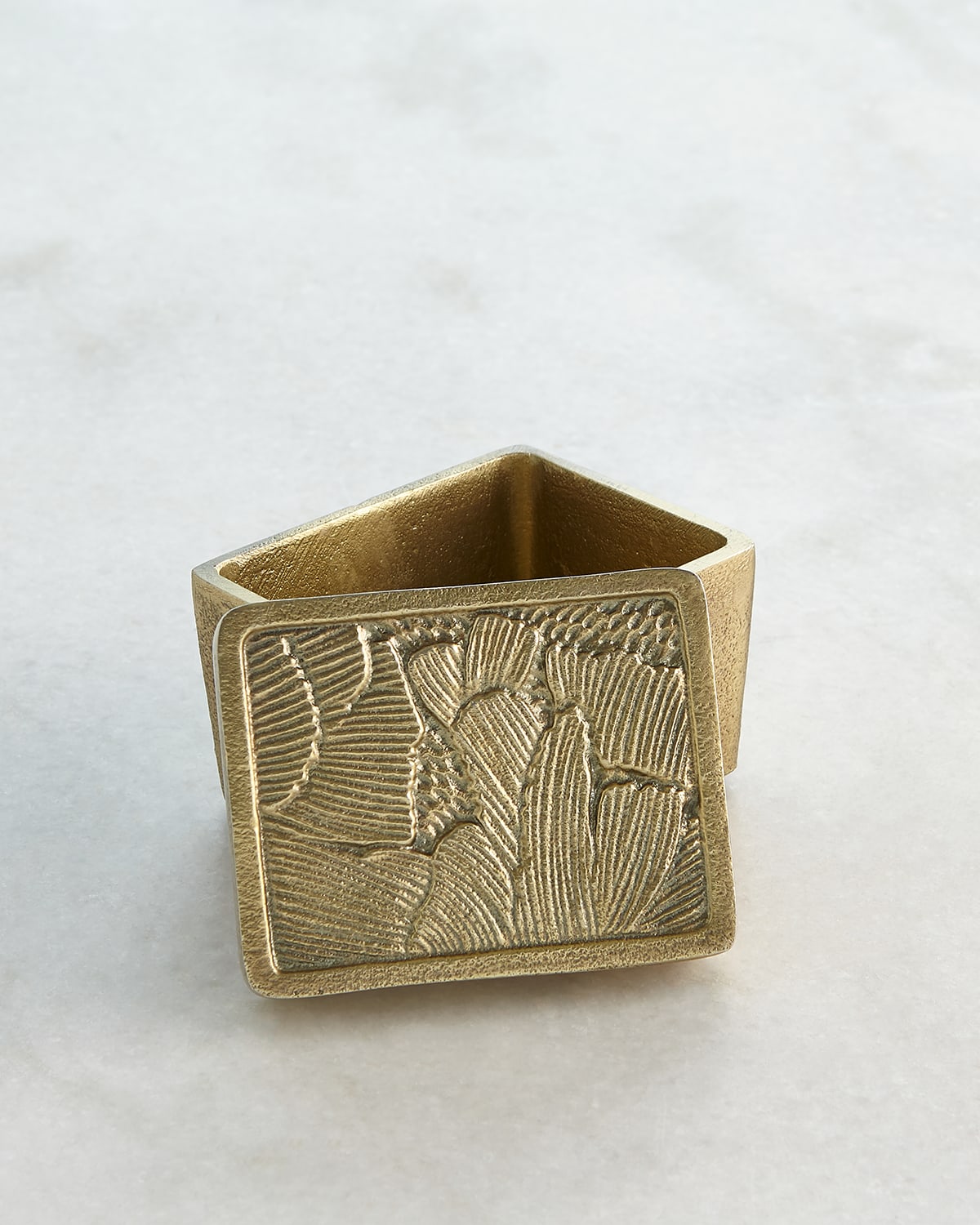 Global Views Small Flora Antiqued Brass Box In Brass