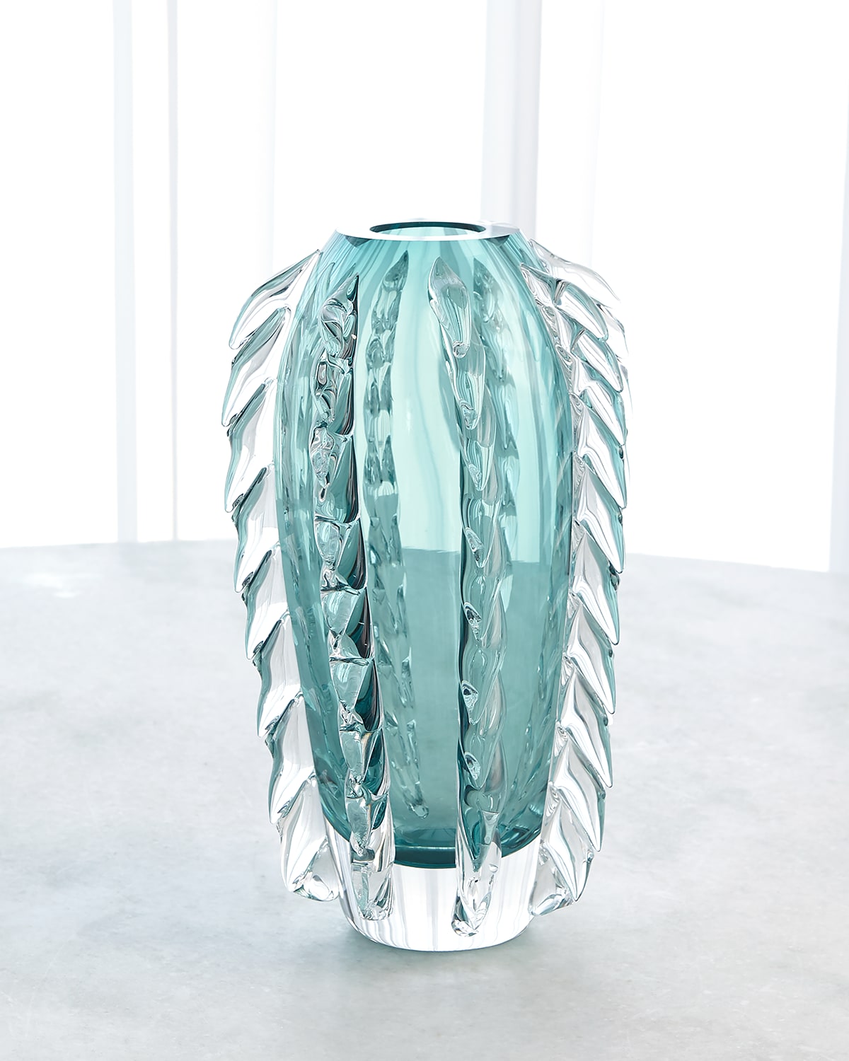 Global Views Fringe Mouth-blown Glass Vase In Blue