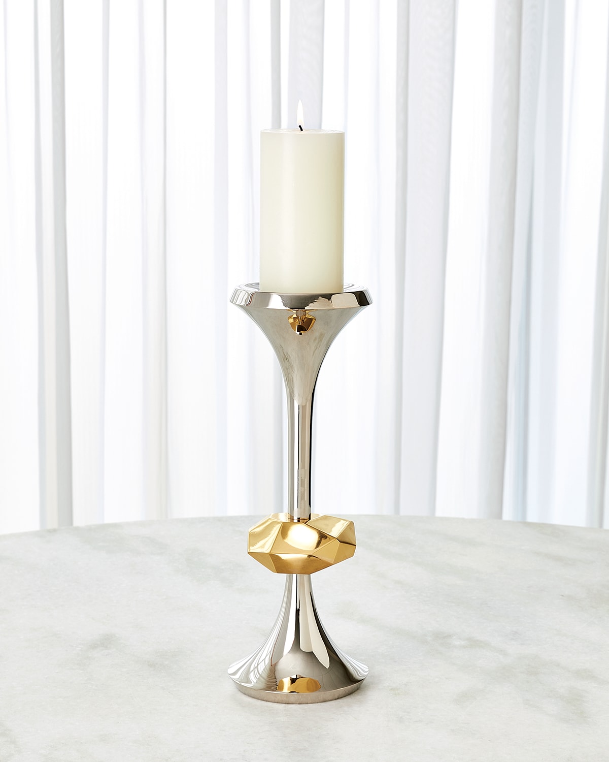 Global Views Large Gabriel Candle Holder In Nickel