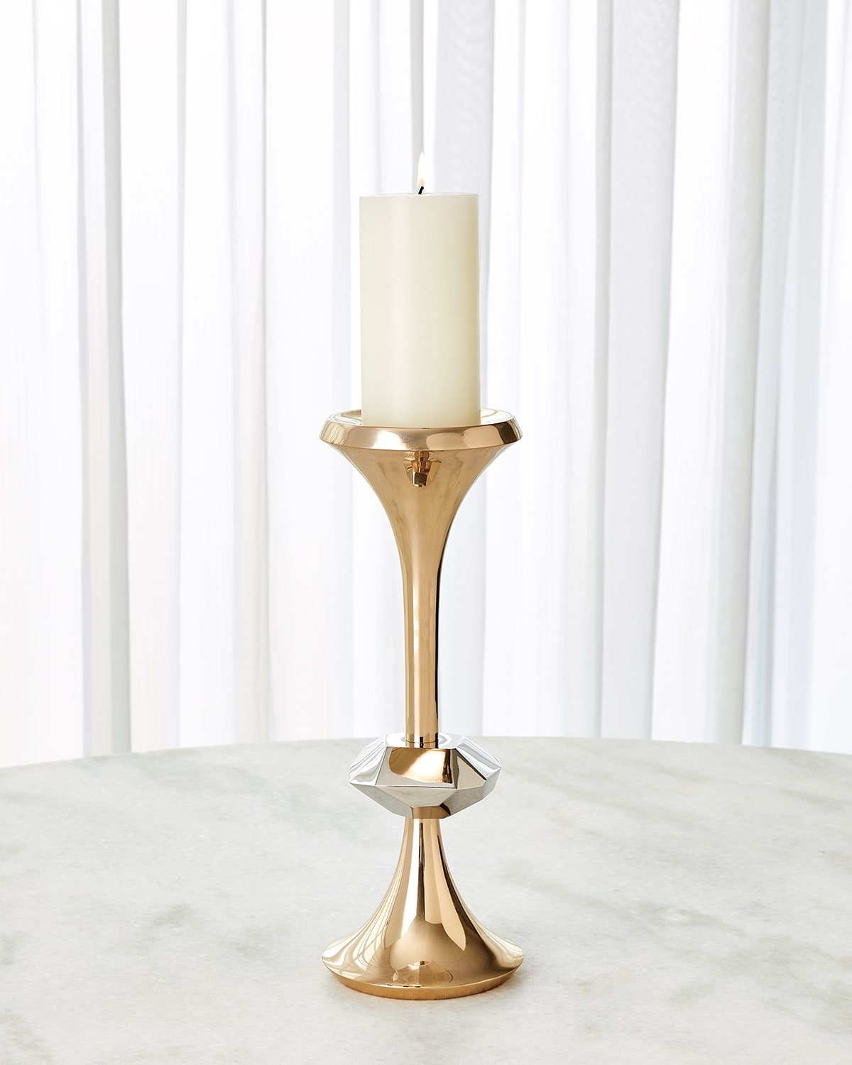 Global Views Large Gabriel Candle Holder In Gold