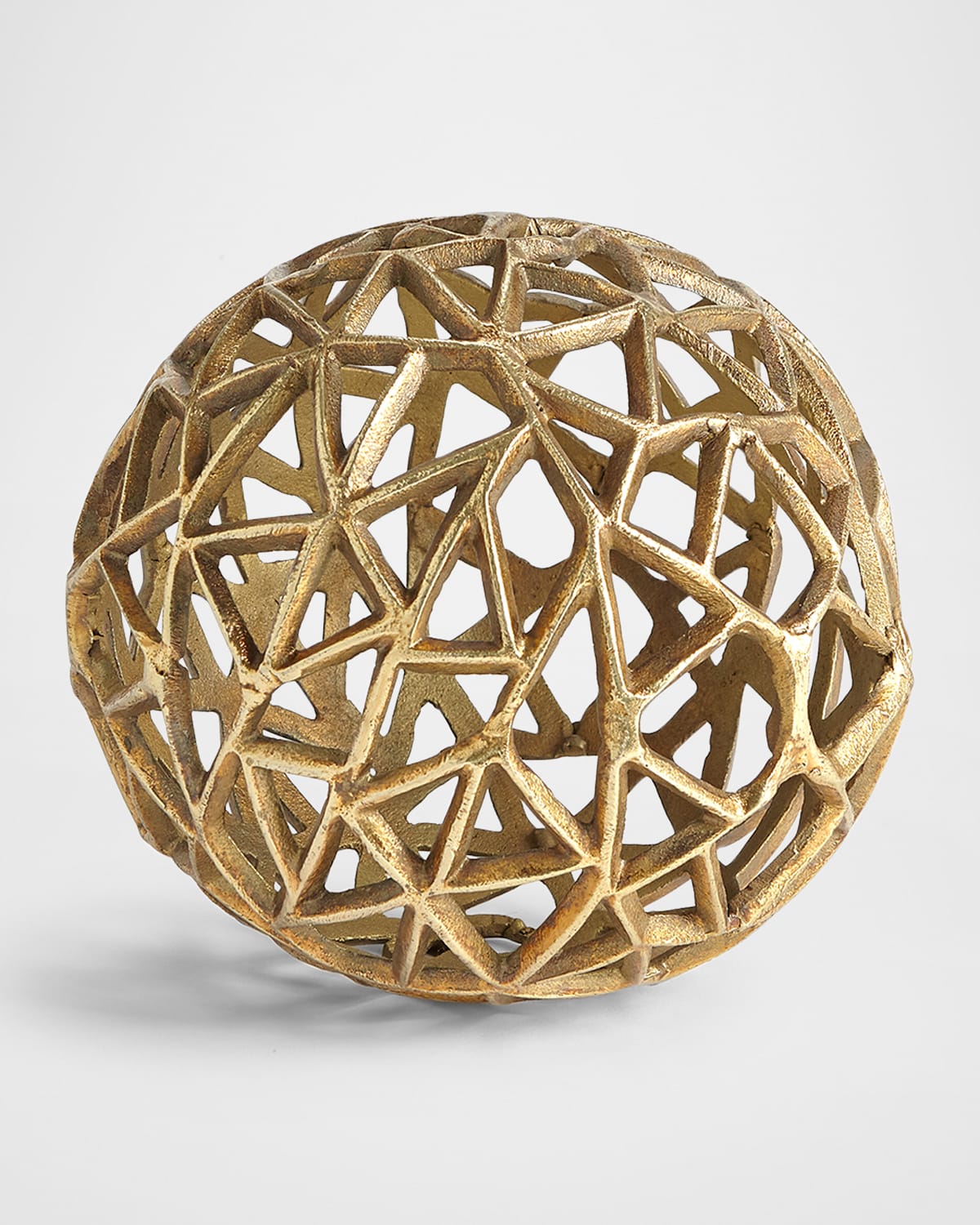 Global Views Jali Ball Large Decorative Accent, Antique Brass In Brass