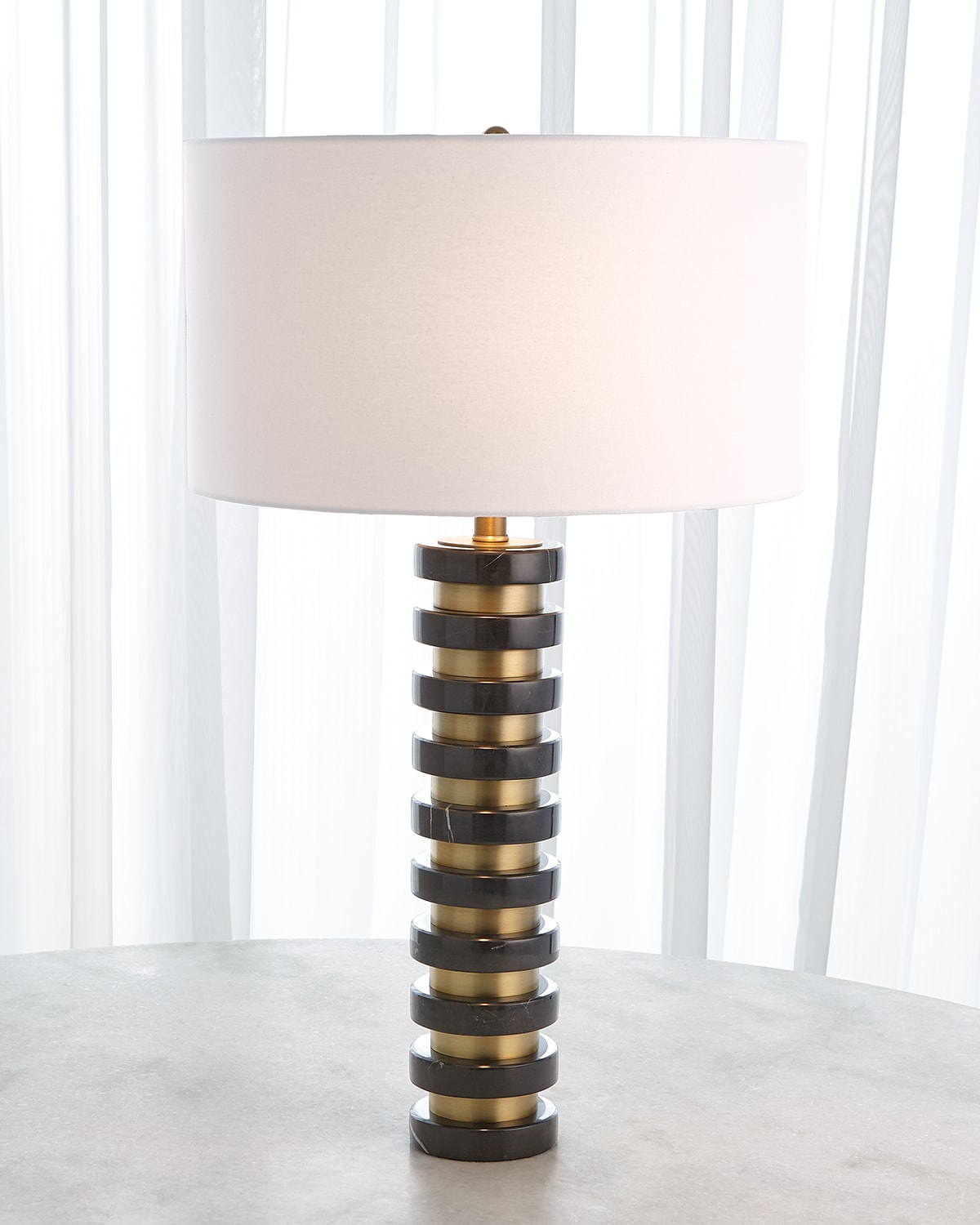 Shop Global Views Marble Stack Lamp In Black