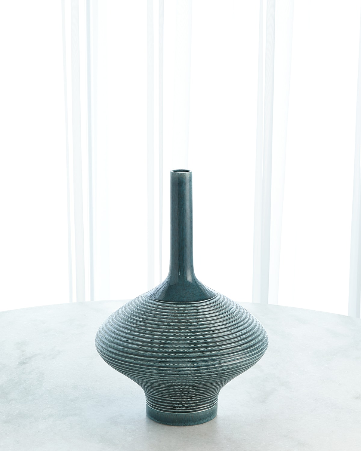 Global Views Ridged Bottle - 19.3" In Blue
