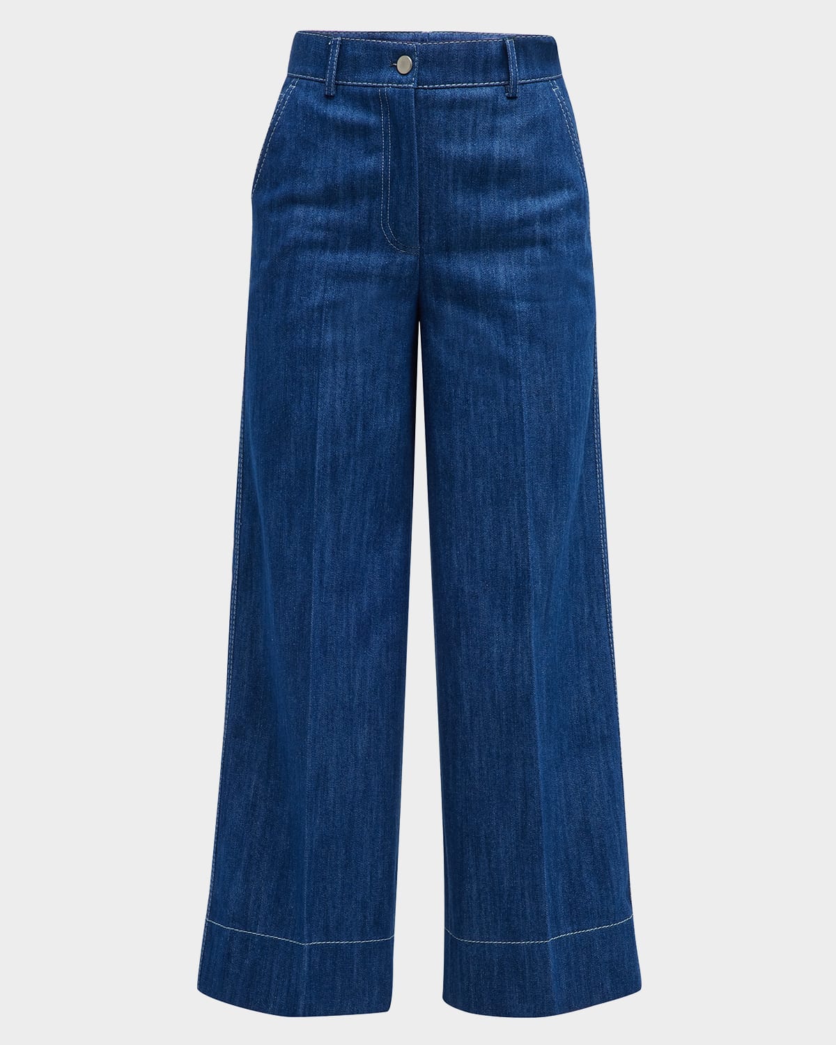 Akris Punto Chiara Dot Detail Denim Pants In Ice Blue Denim