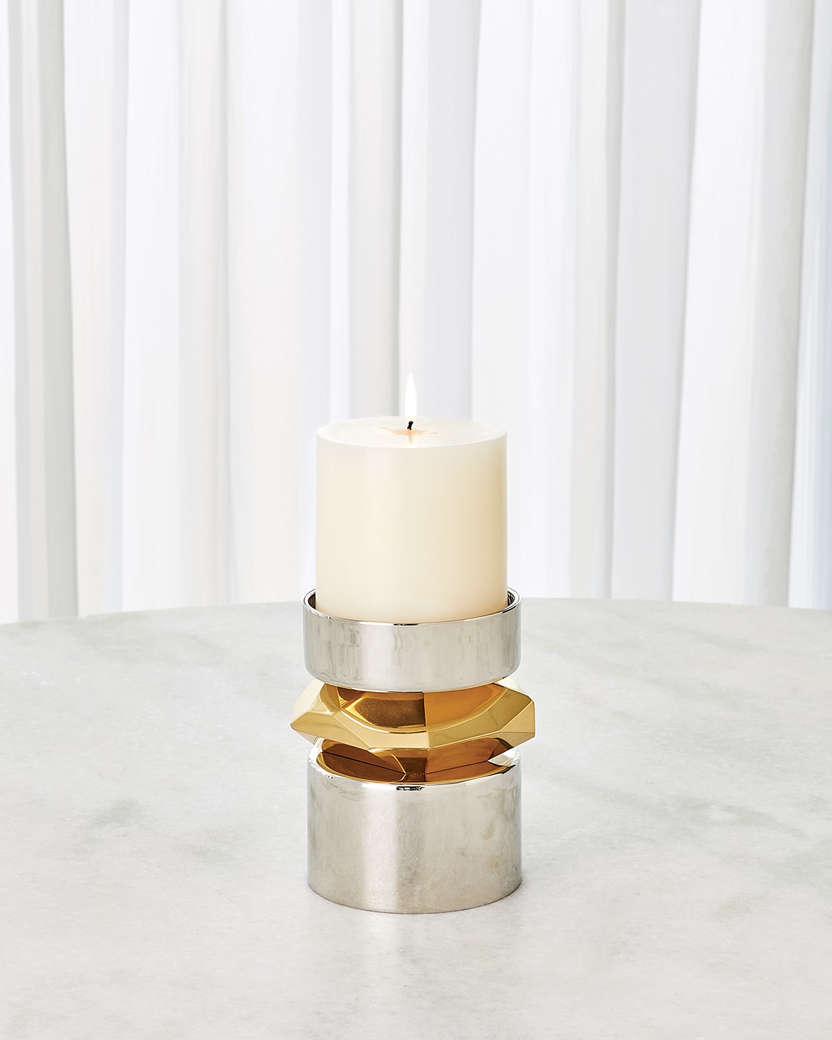 Global Views Romano Short Candle Holder In Nickel
