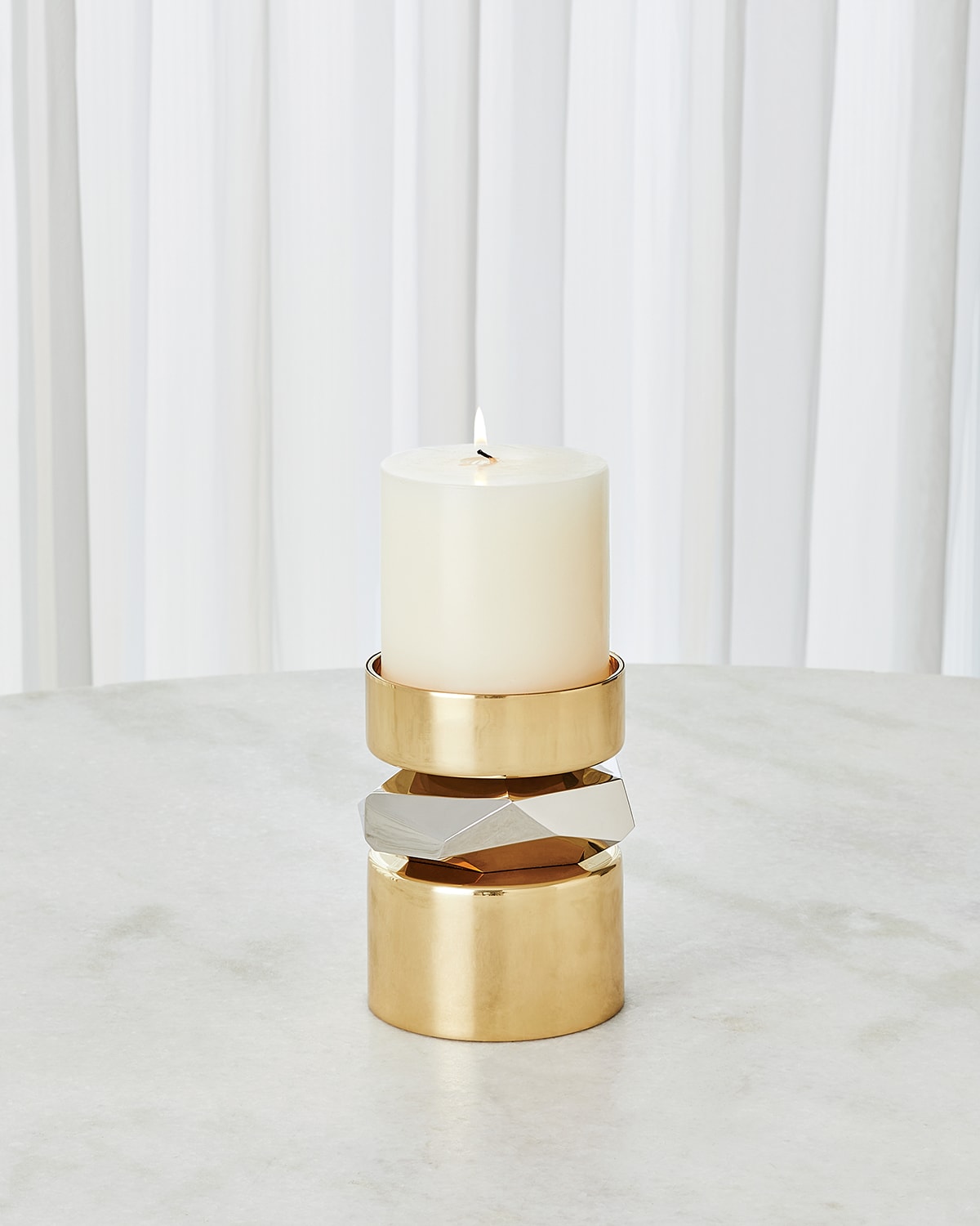 Global Views Romano Short Candle Holder In Gold