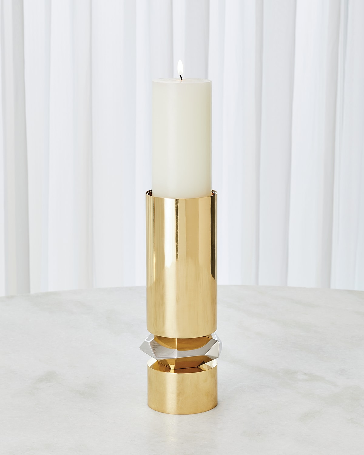 Global Views Romano Candle Tall Holder In Gold