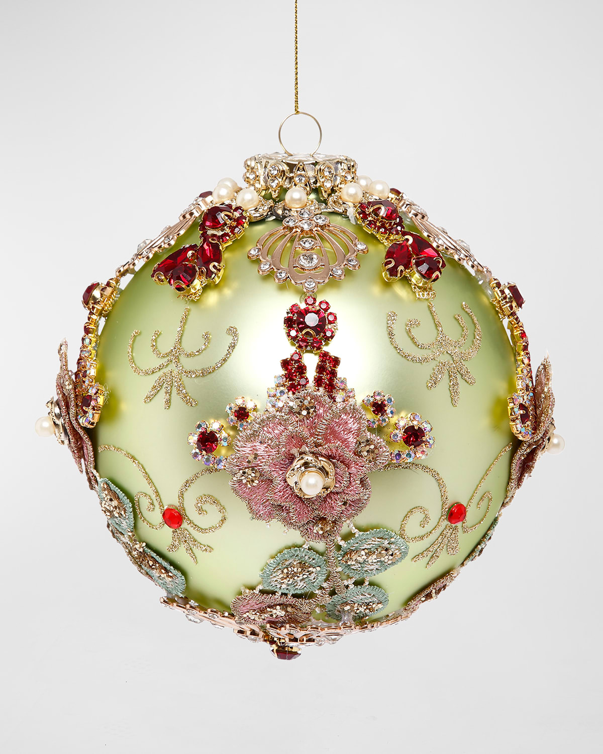 Kings Jewel Ball Ornament, Light Green - 5"