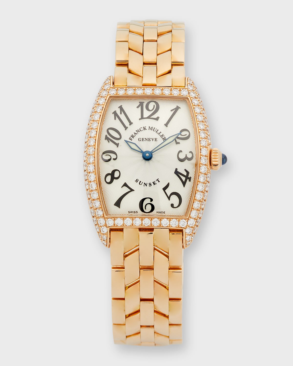 Franck Muller 18k Rose Gold Sunset 2-row Diamond Watch With Bracelet Strap