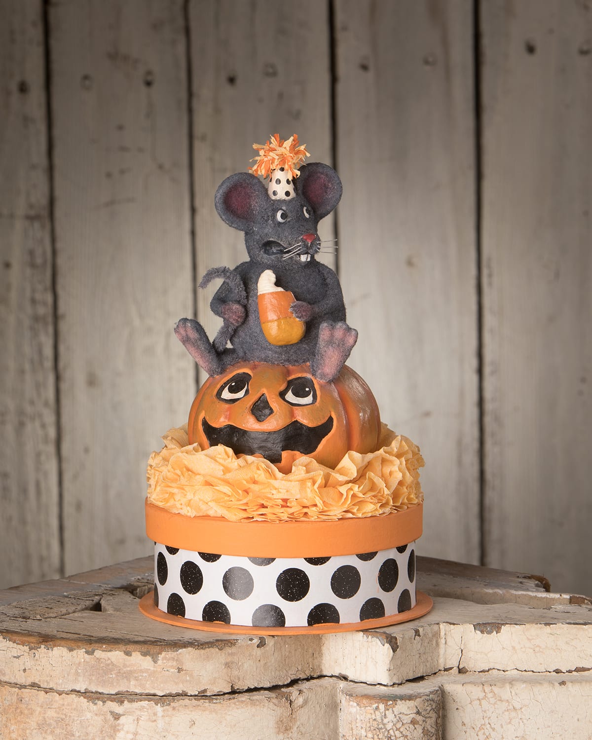 Scaredy Mouse On Box Halloween Decoration