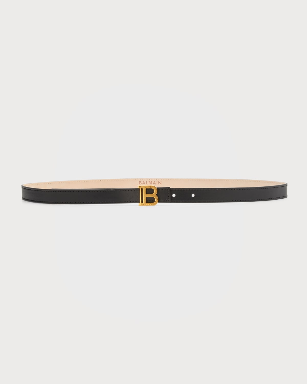 B Buckle Skinny Leather Belt