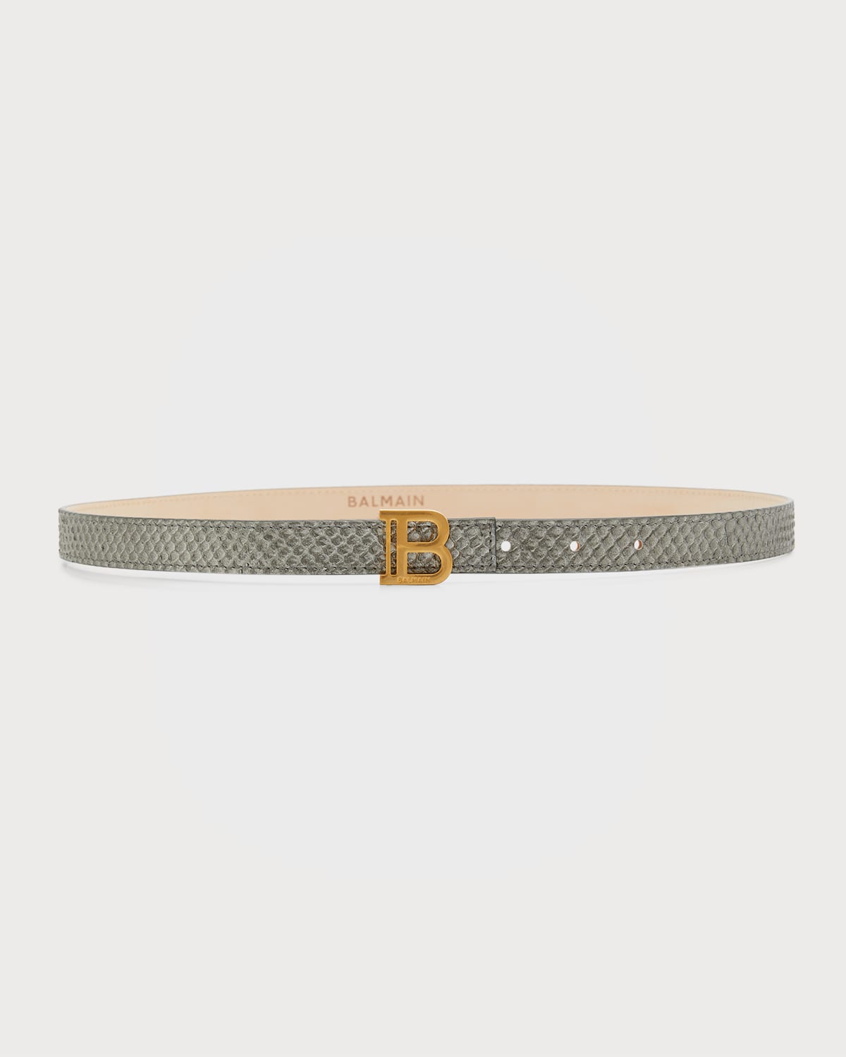 Shop Balmain Python Print Leather Belt In Argent