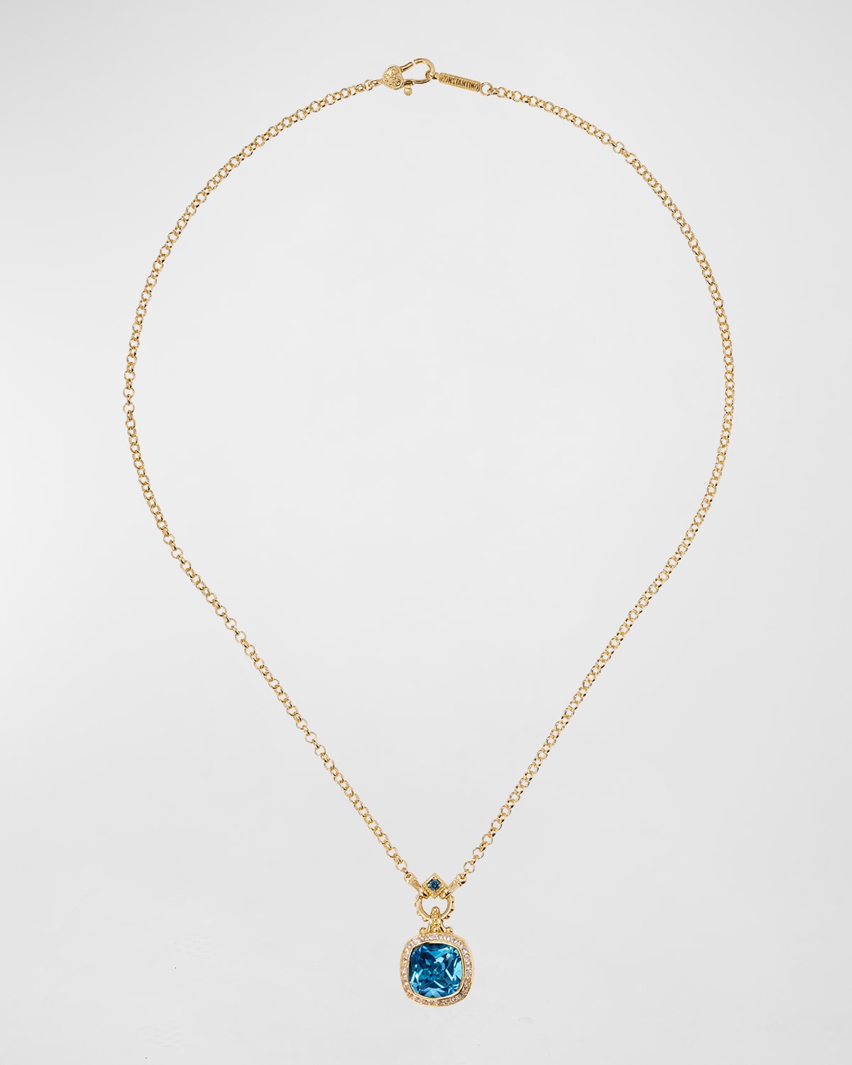 Konstantino Blue Diamond, Swiss Blue Topaz and White Diamond Necklace, 18"L
