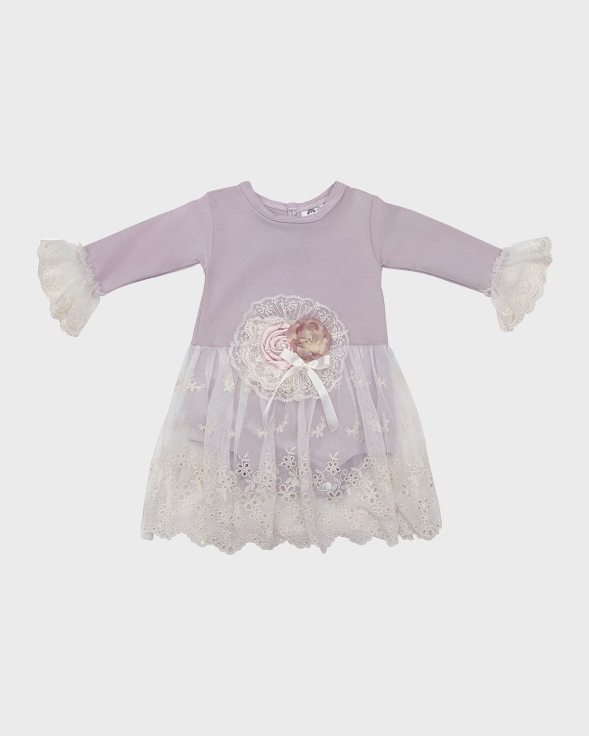 Girl's Genevie Eyelet Lace Dress, Size 0-12M