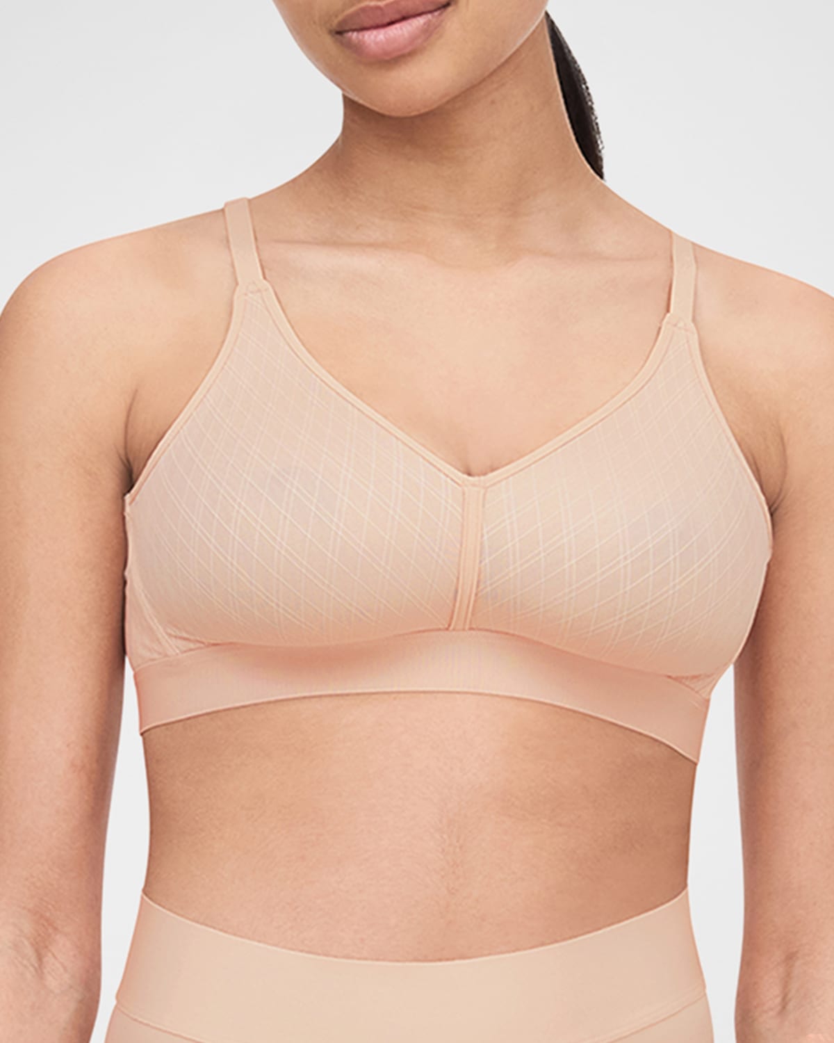 Shop Chantelle Smooth Lines Seamless Wirefree Bra In Nude Blush