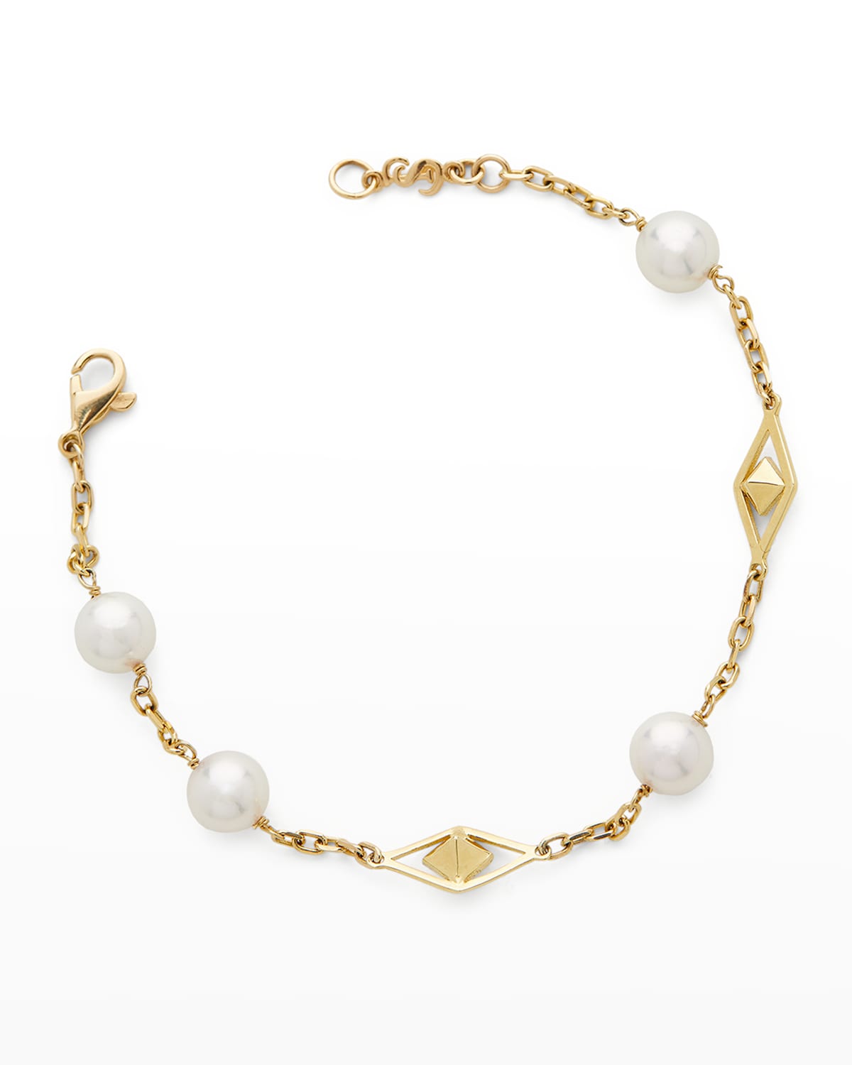 18K Yellow Gold Akoya Cultured Pearl Chain Necklace