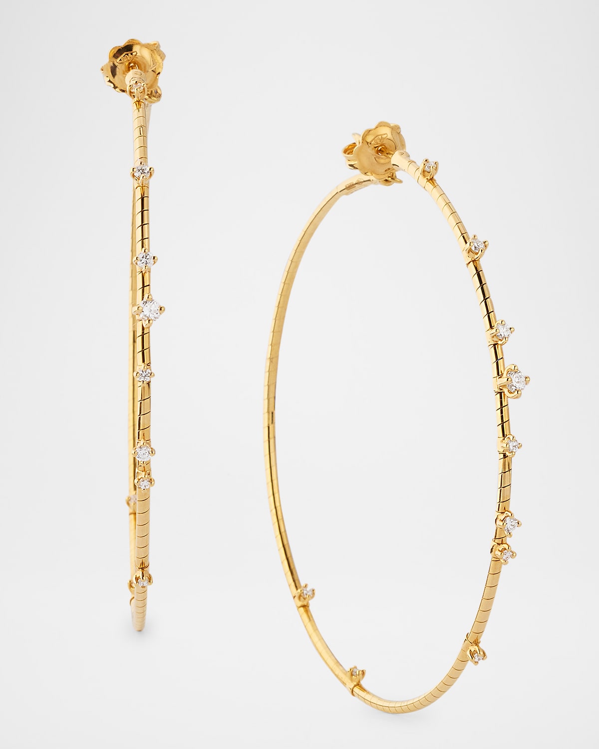 18k Yellow Gold Diamond Hoop Earrings