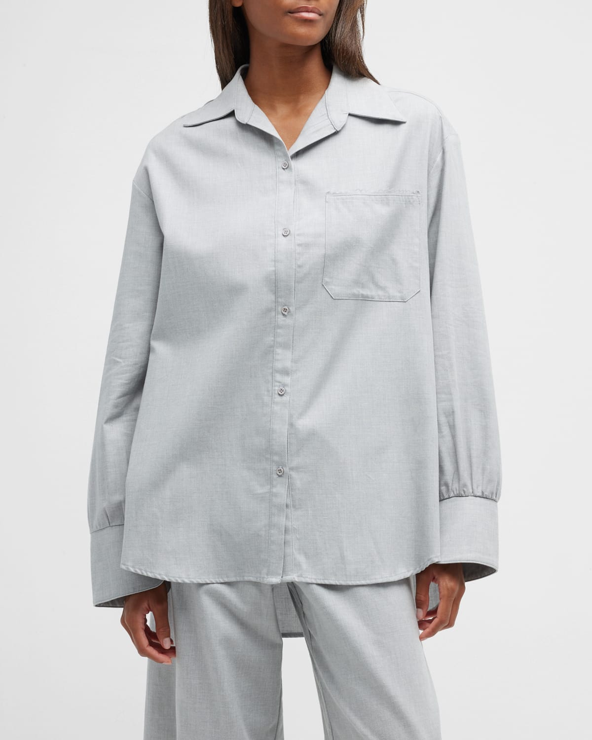 Andine Essen Oversized Lace-Trim Button-Down Shirt