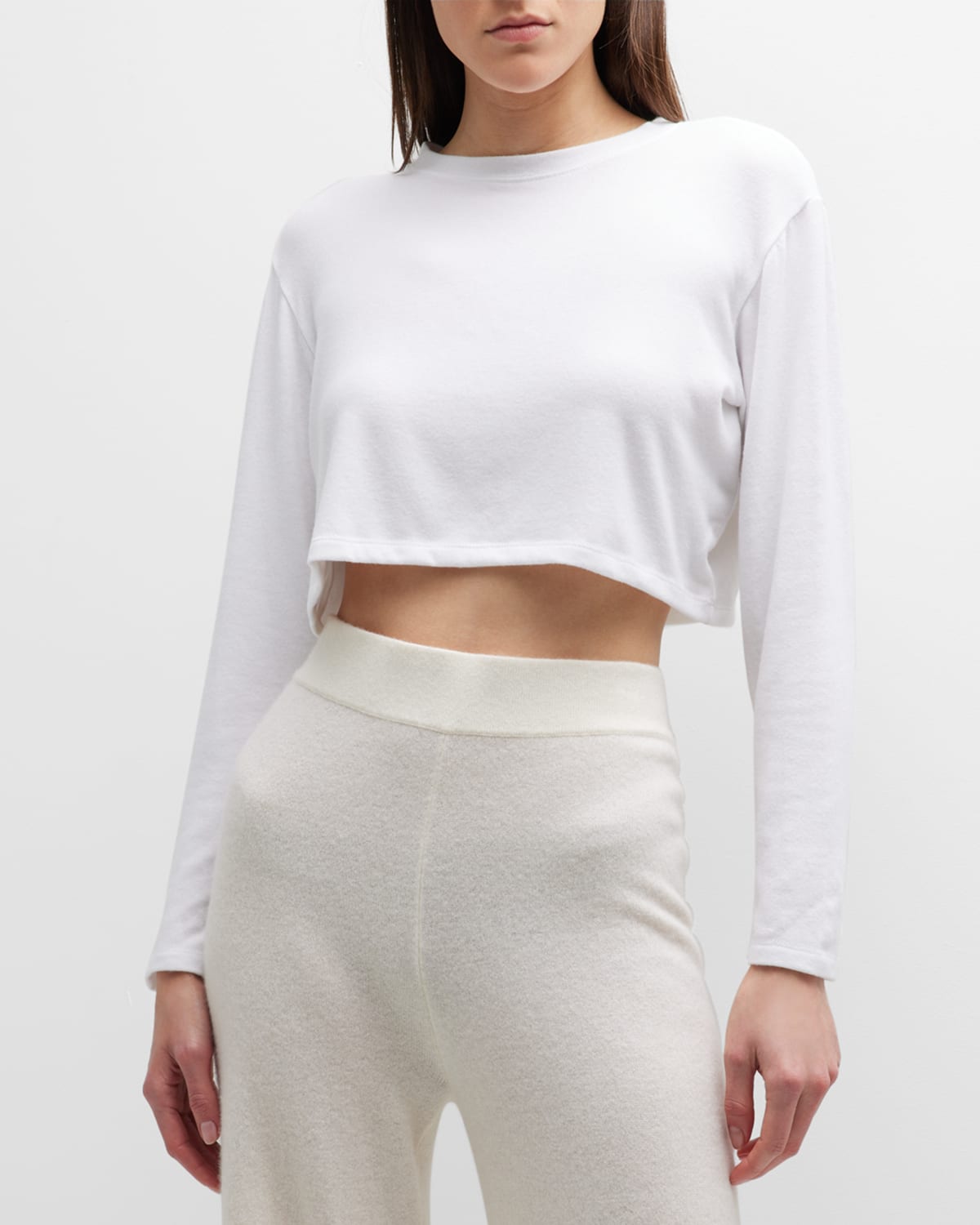 Andine Maeve Cropped Long-sleeve T-shirt In White