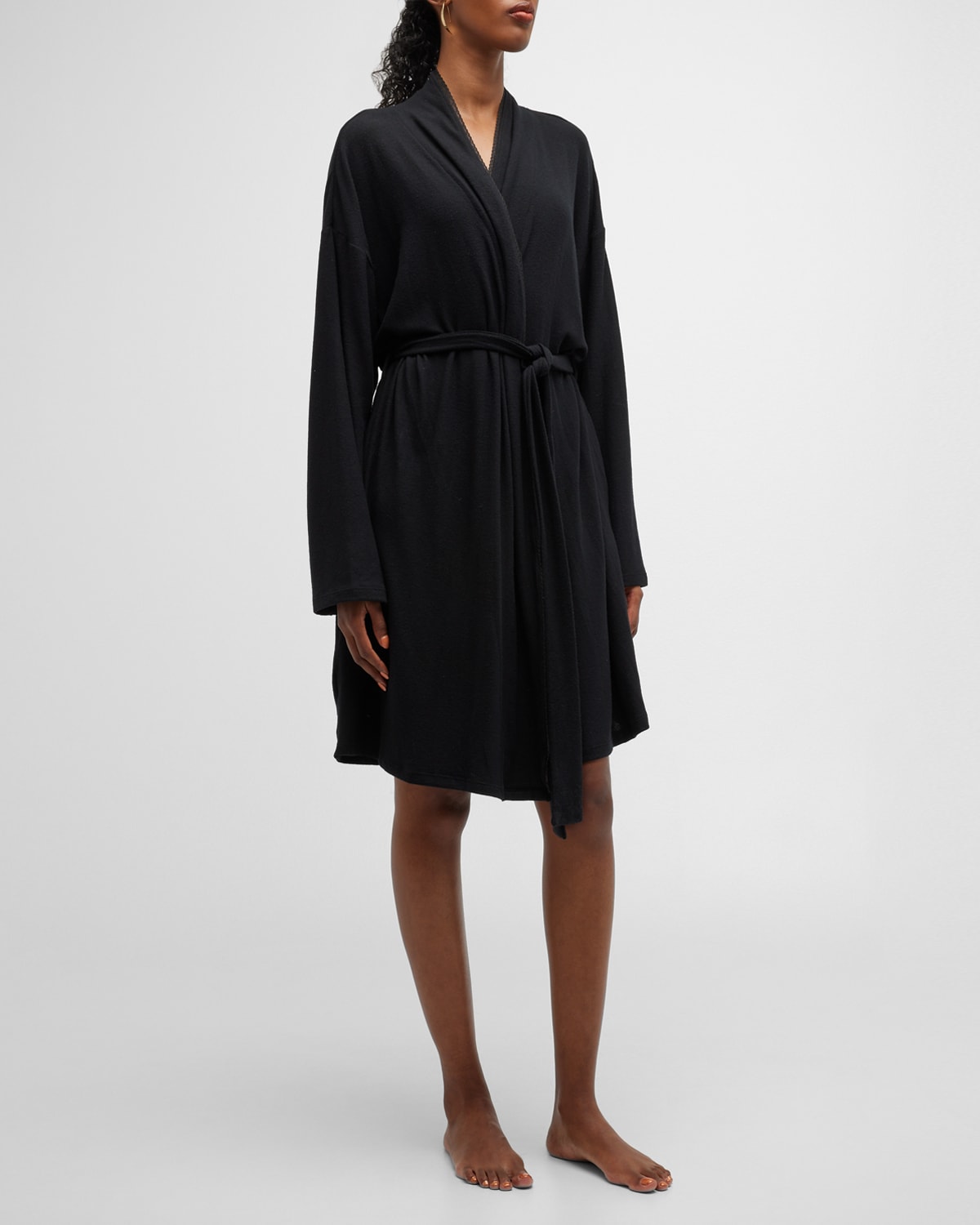 Andine Pascal Lace-trim Robe In Black