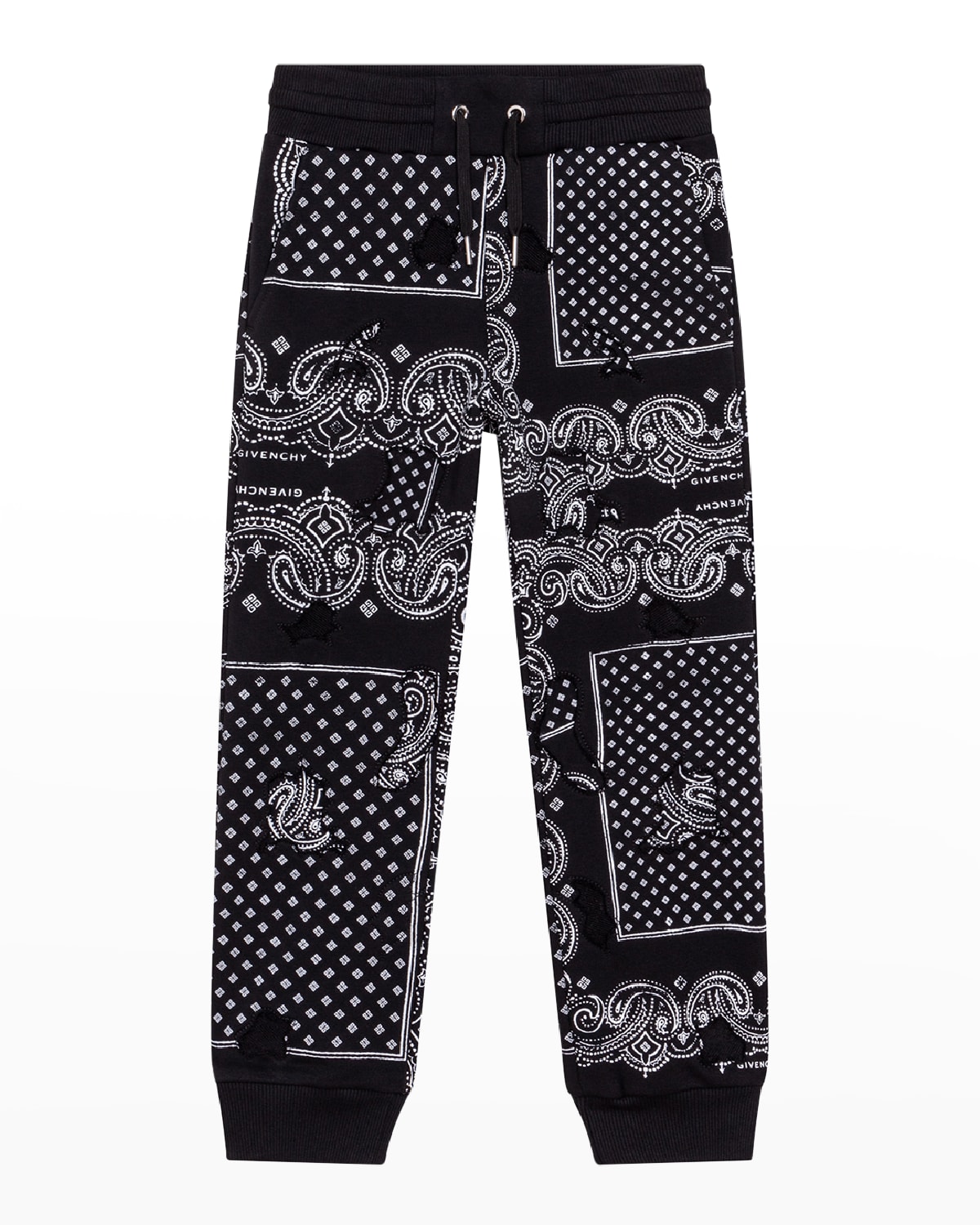 Givenchy Black Sweatpants For Boy With Bandana Print In Black